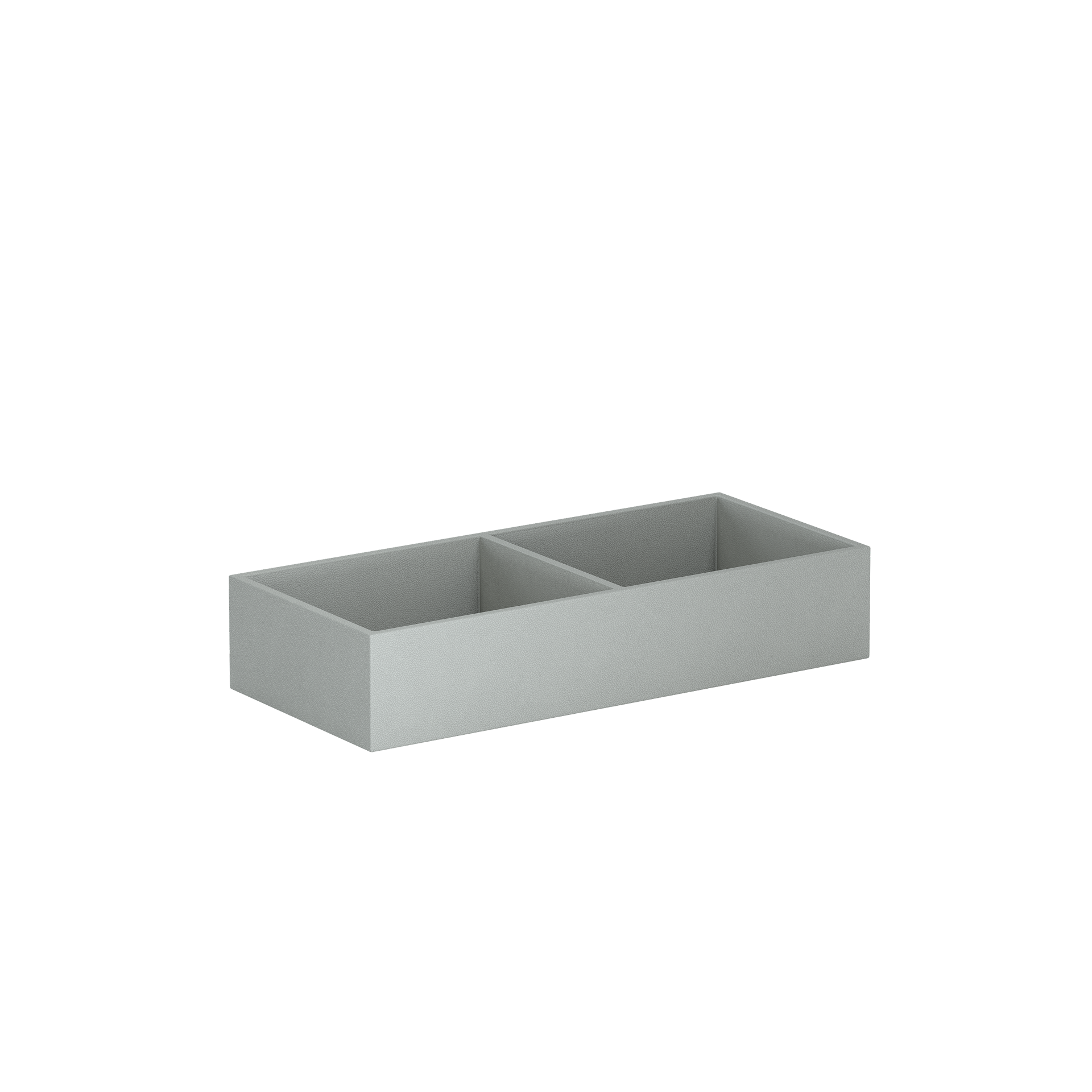 Vassoio C Pearl Gray leather valet tray