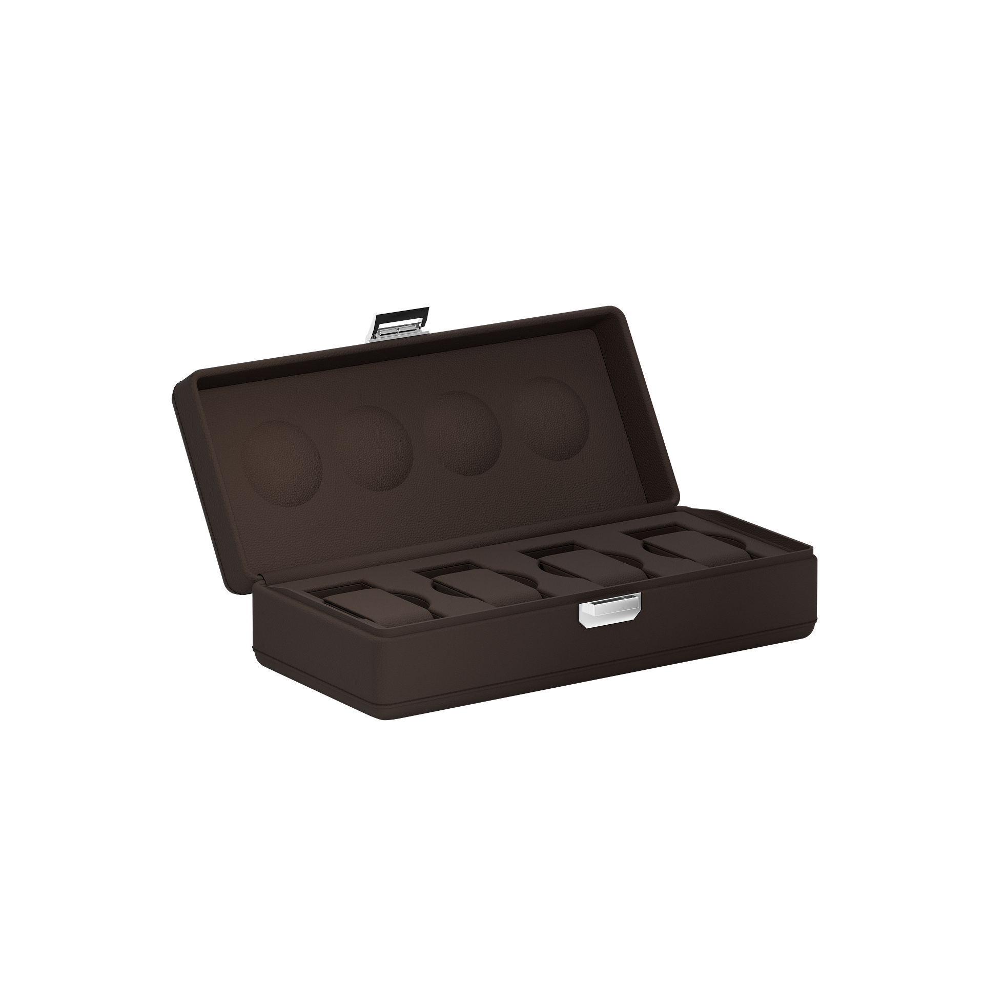 Valigetta 4 Chocolate Brown leather watch box