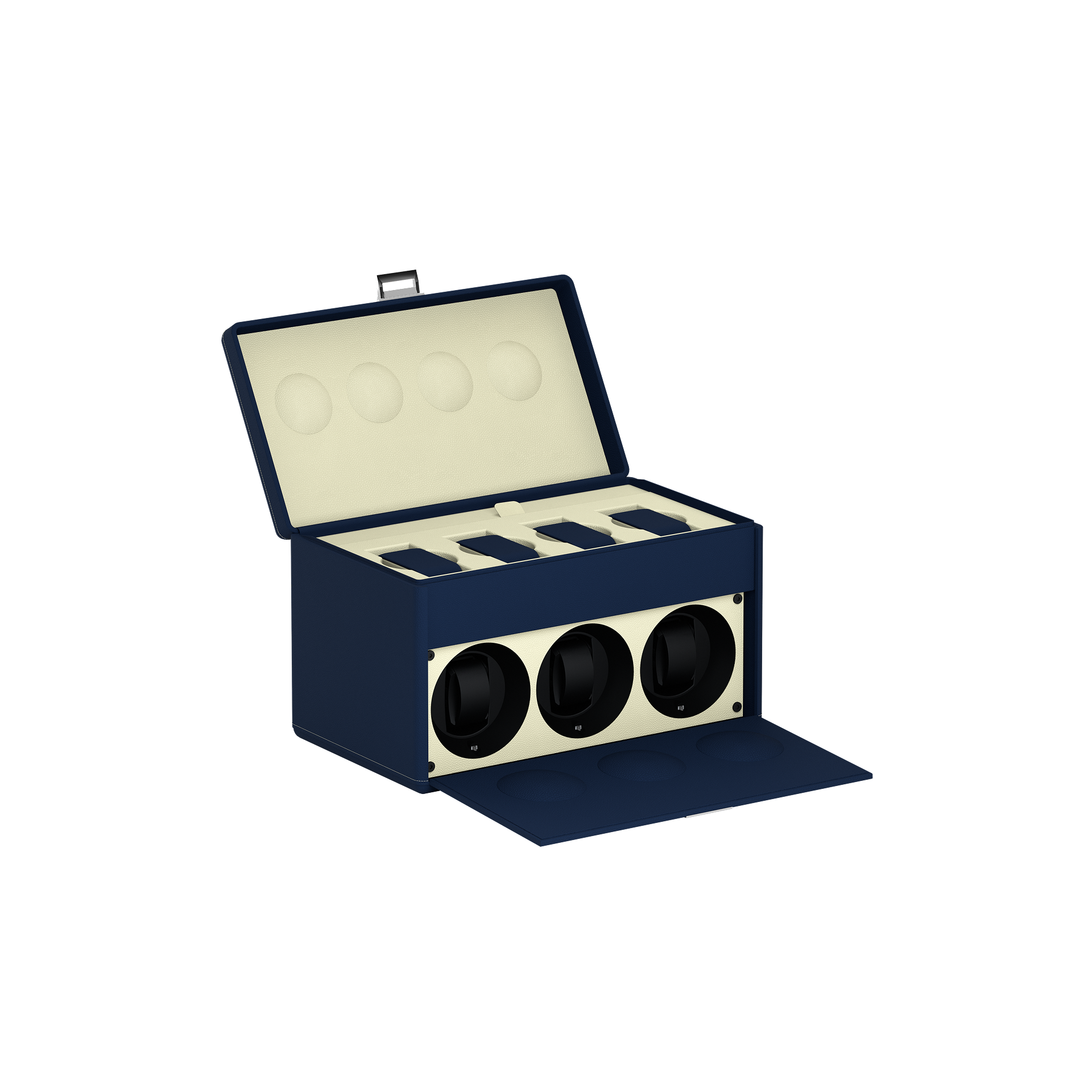 7RT Midnight Blue / Cream leather automatic watch winder