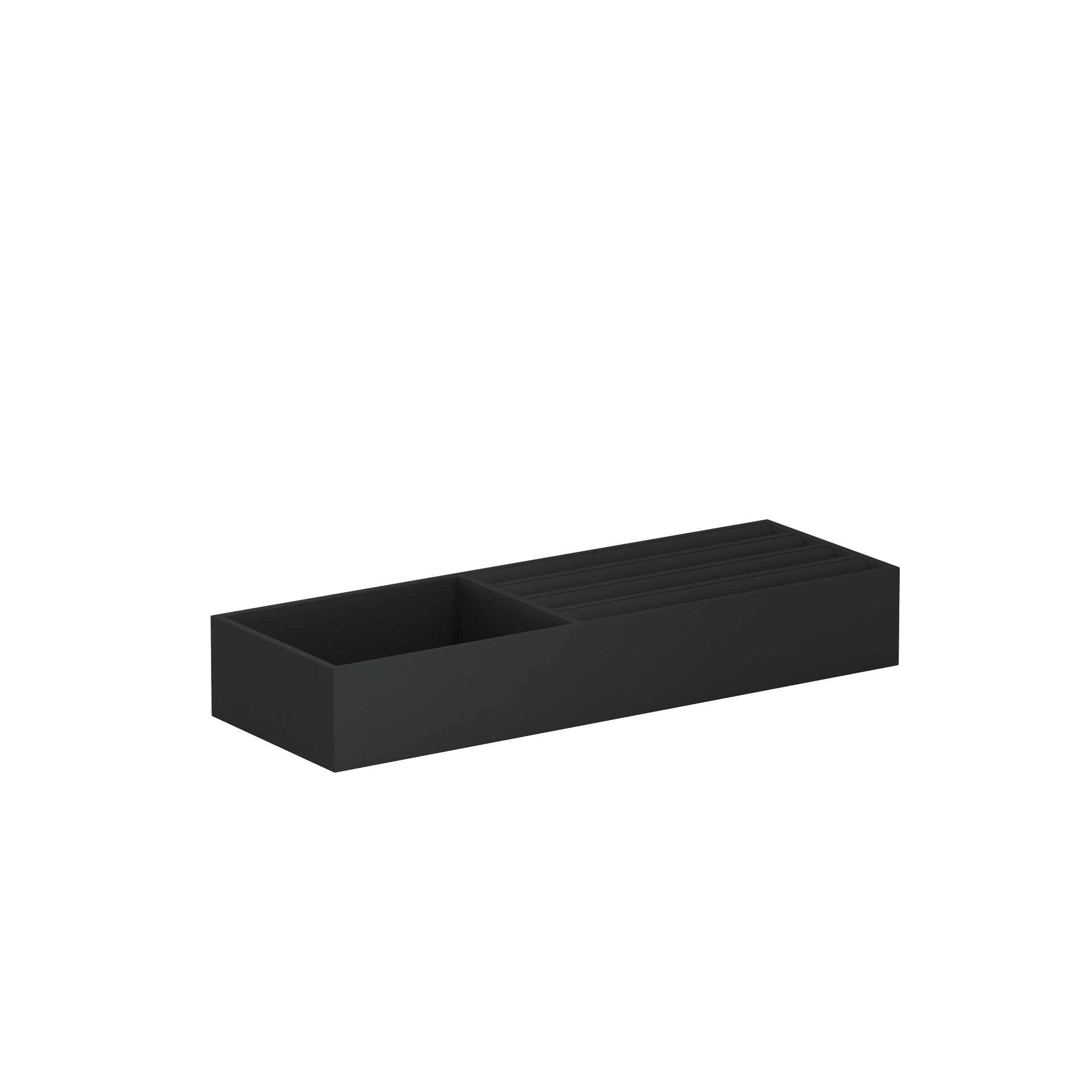 Vassoio B Slate Gray leather jewellery tray