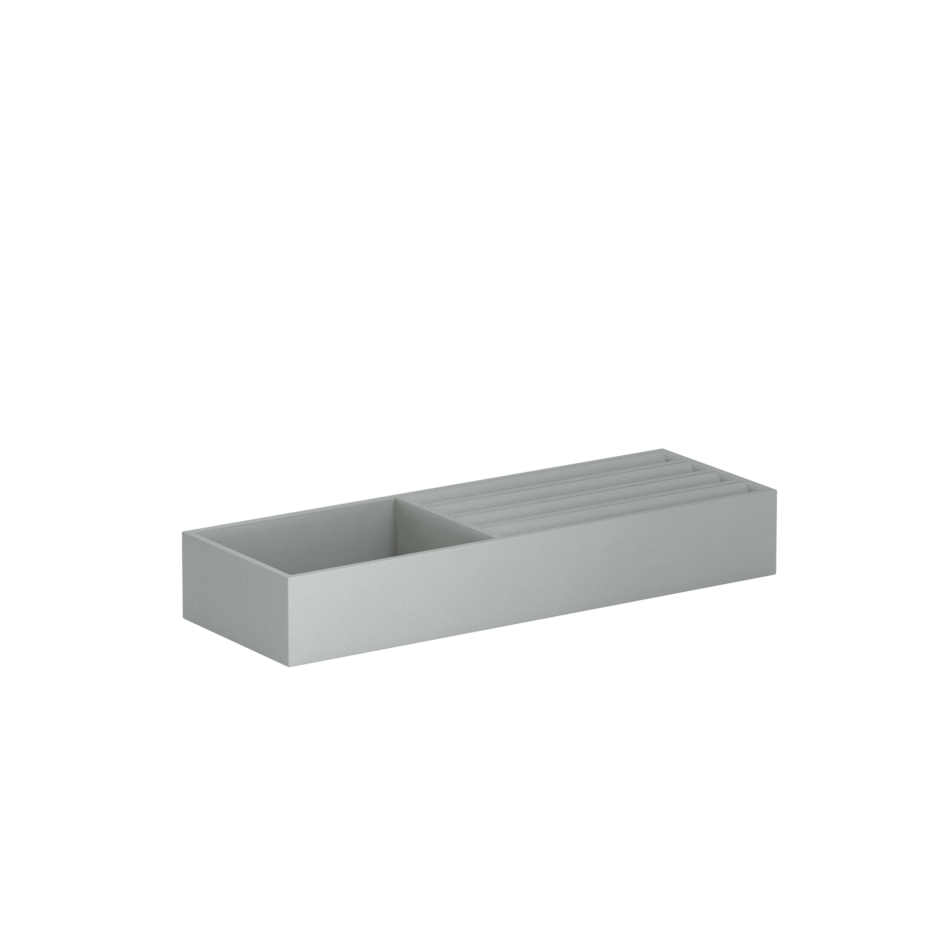 Vassoio B Pearl Gray leather jewellery tray