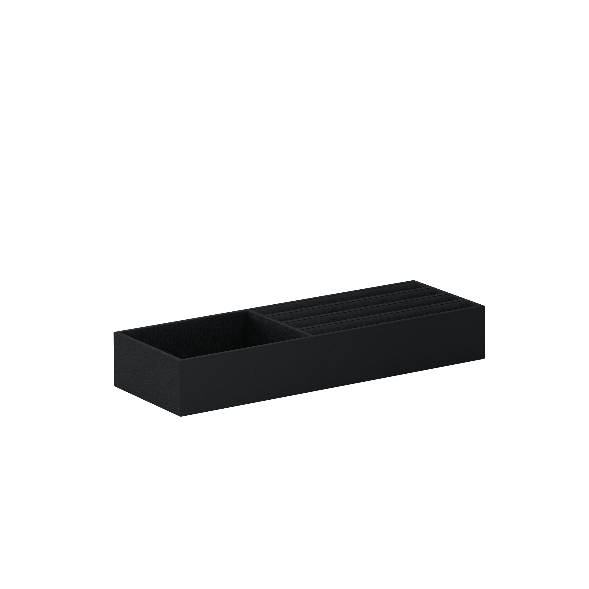 Vassoio B Intense Black leather jewellery tray