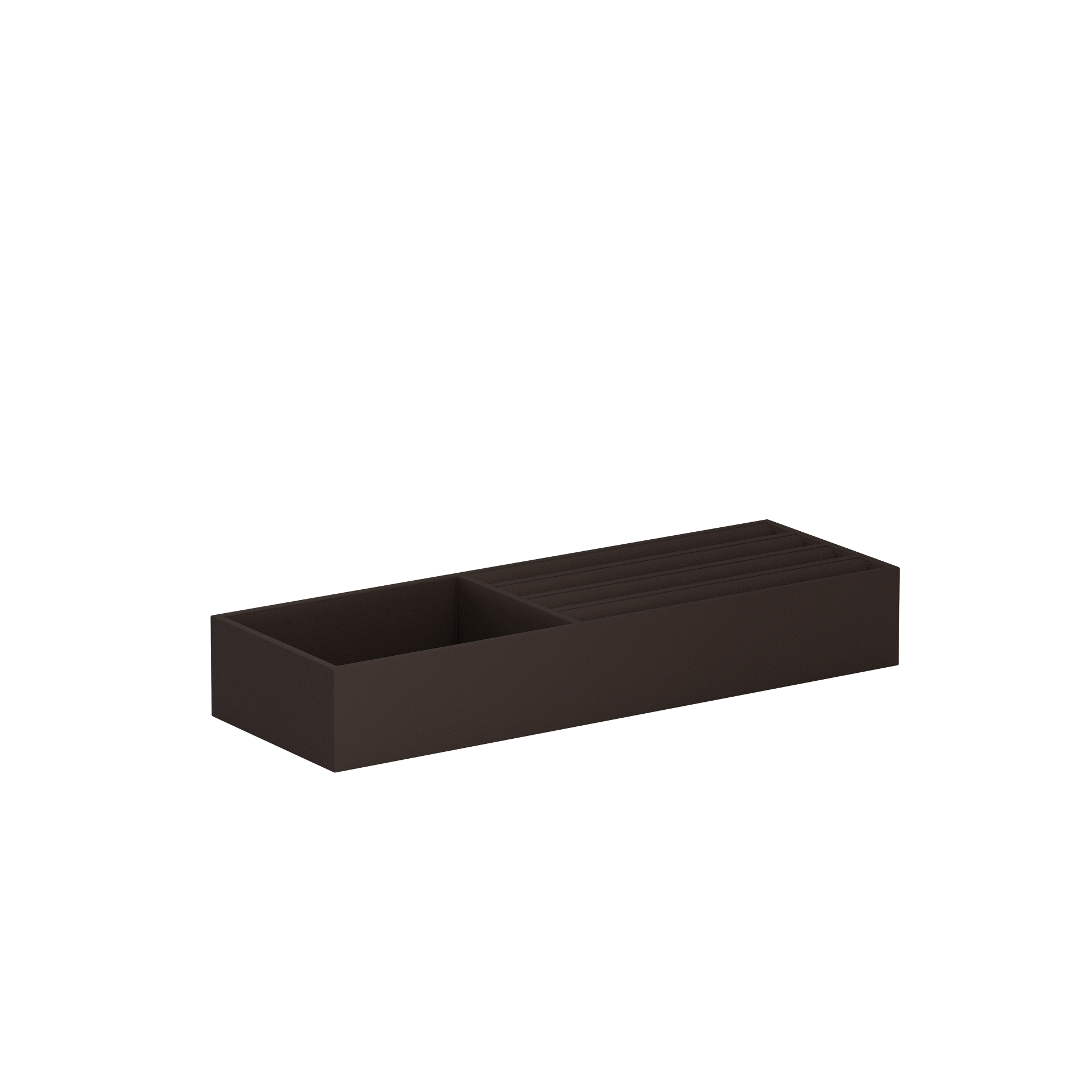 Vassoio B Chocolate Brown leather jewellery tray