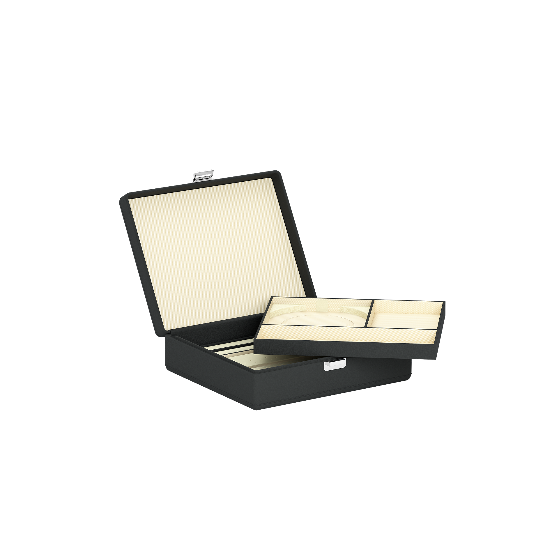 Tesoro Grande Slate Gray leather jewellery box