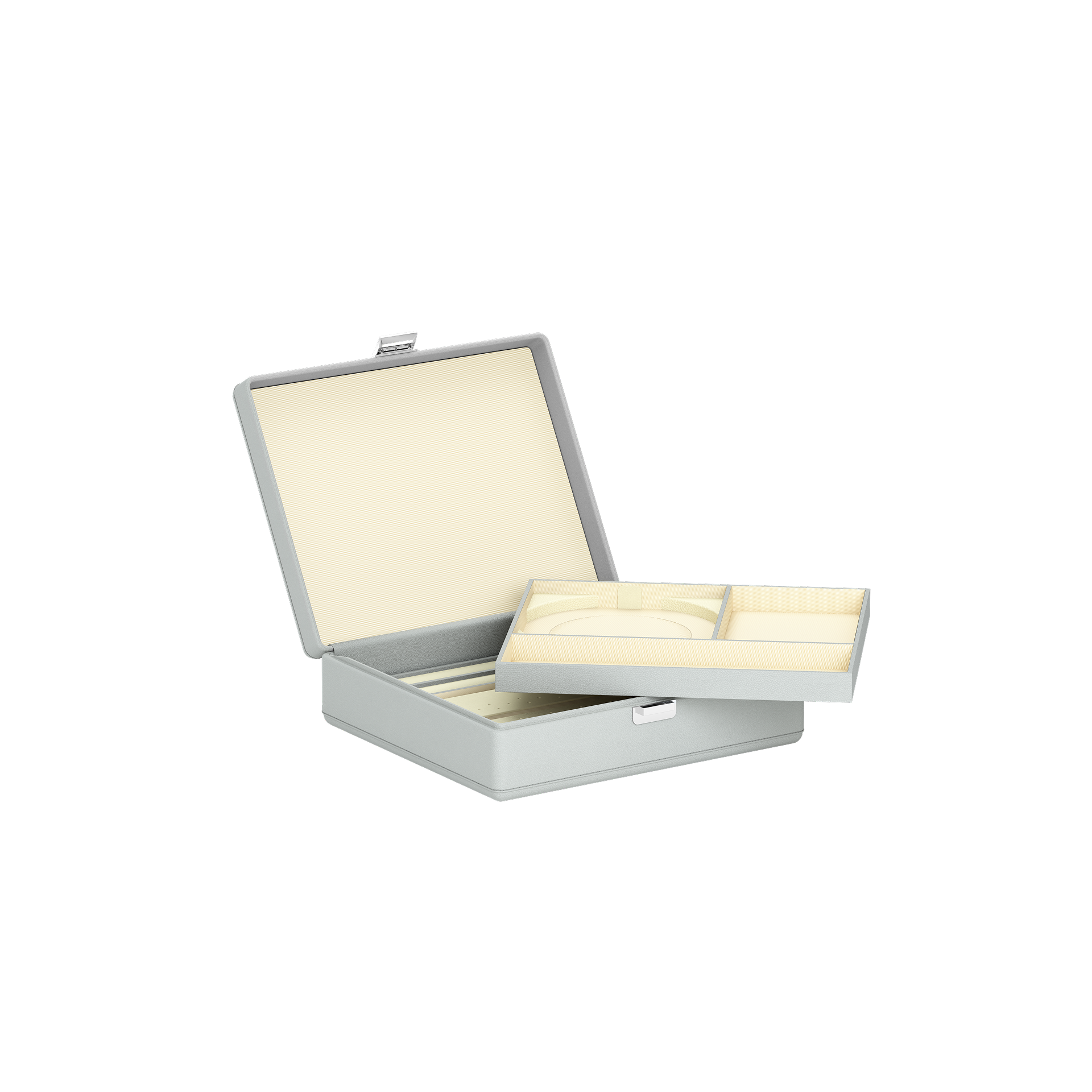 Tesoro Grande Pearl Gray leather jewellery box