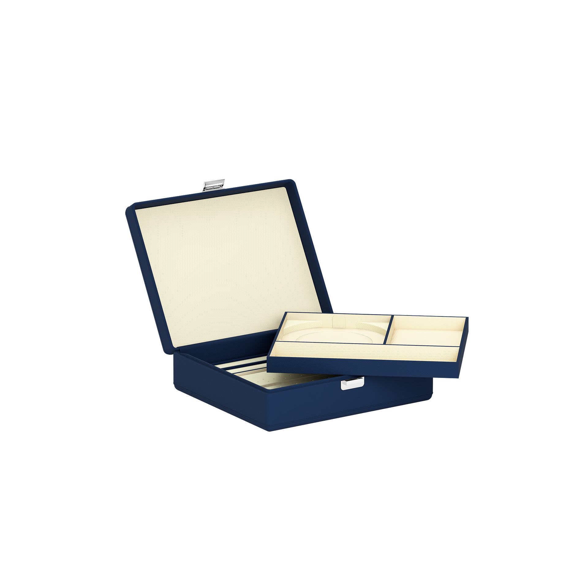 Tesoro Grande Midnight Blue leather jewellery box