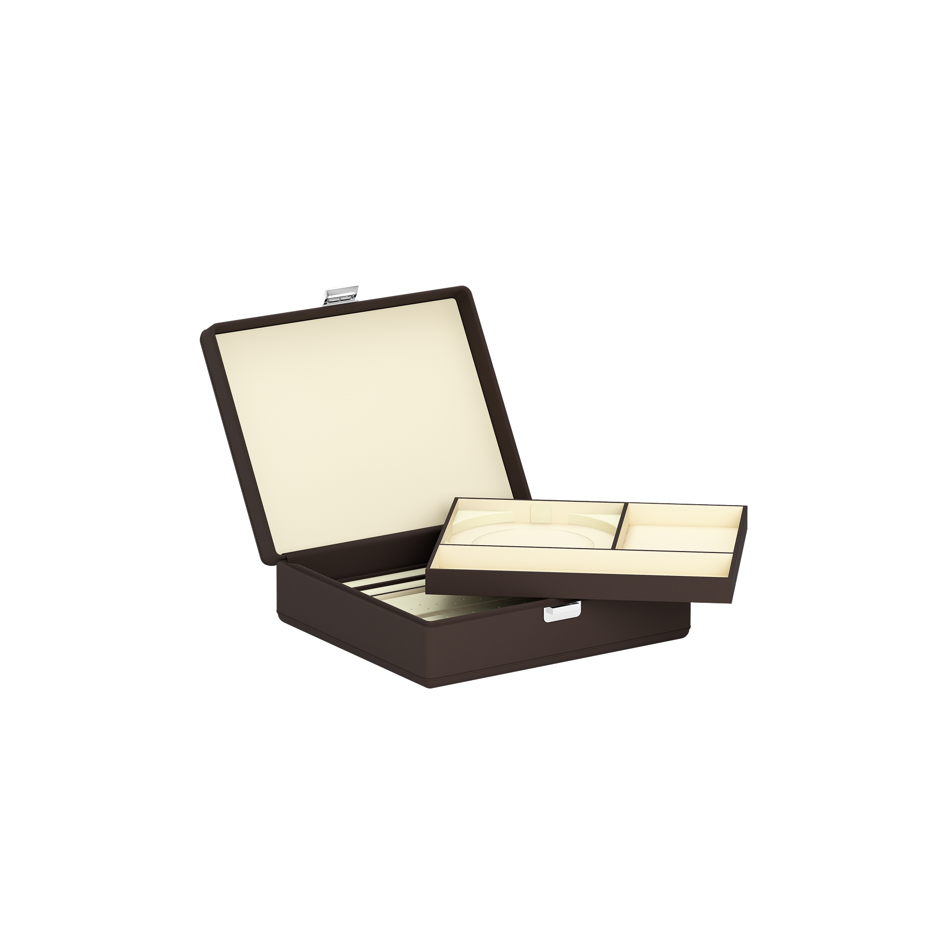 Tesoro Grande Chocolate Brown leather jewellery box