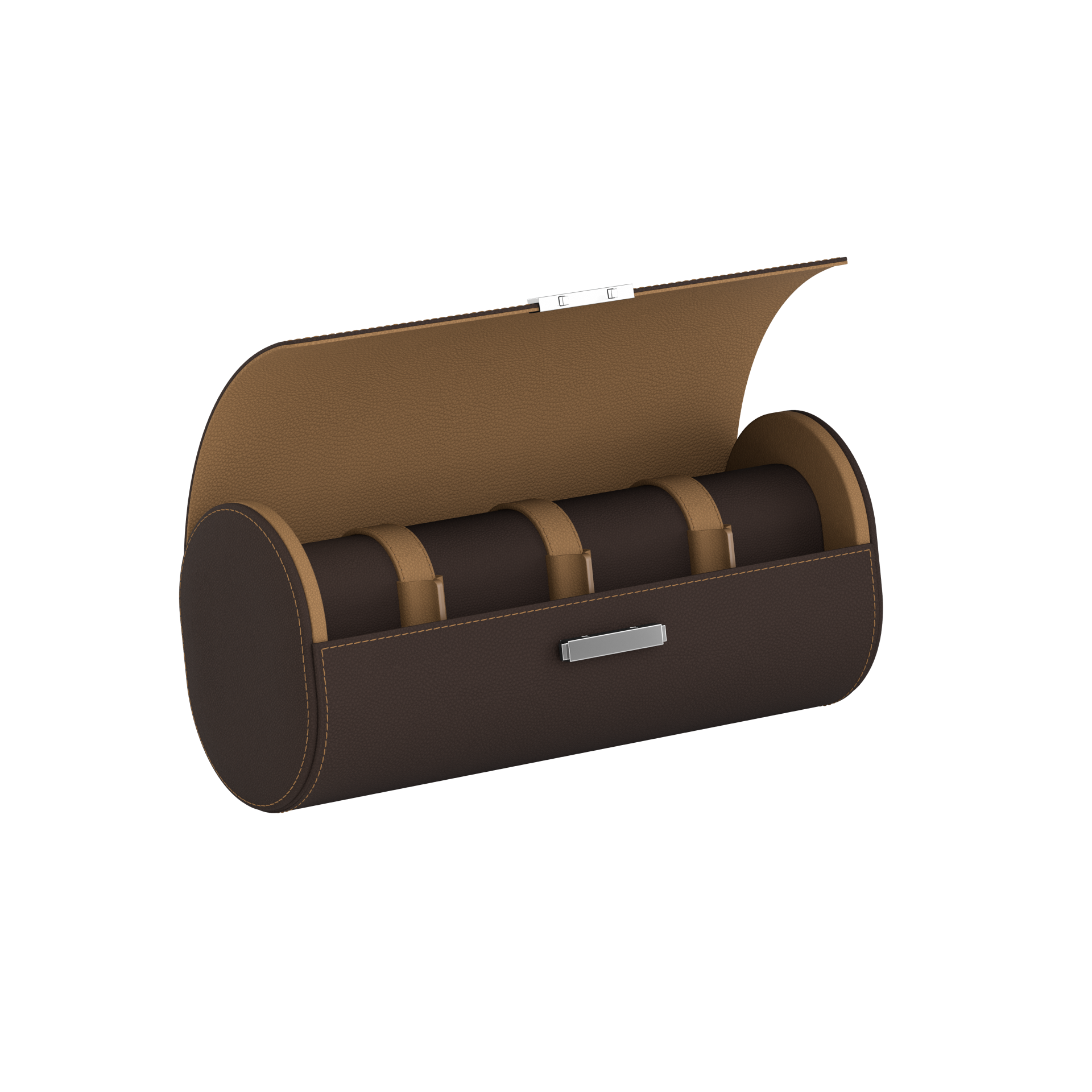 Pochette 4 Chocolate Brown / Chestnut leather watch roll