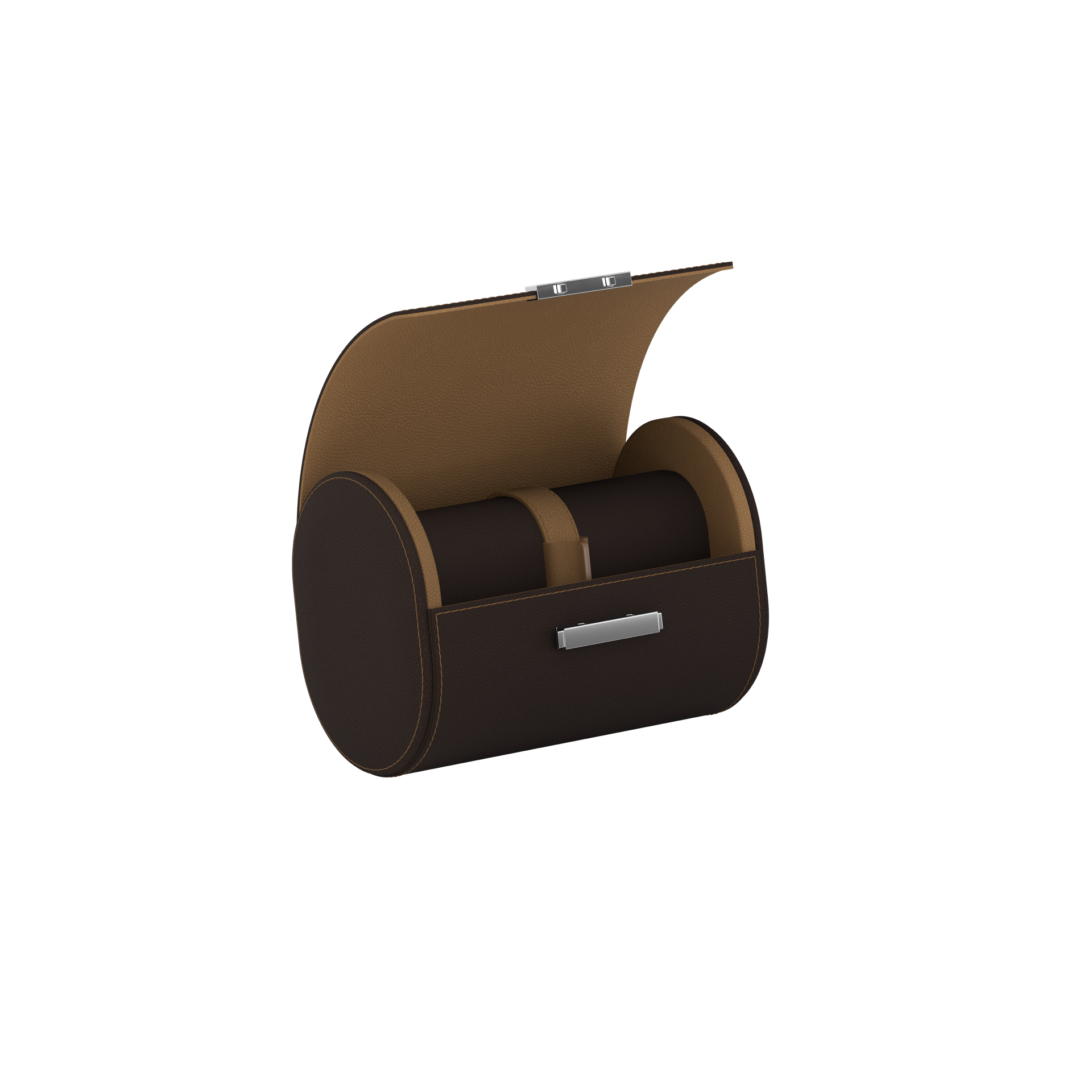 Pochette 2 Chocolate Brown / Chestnut leather watch roll