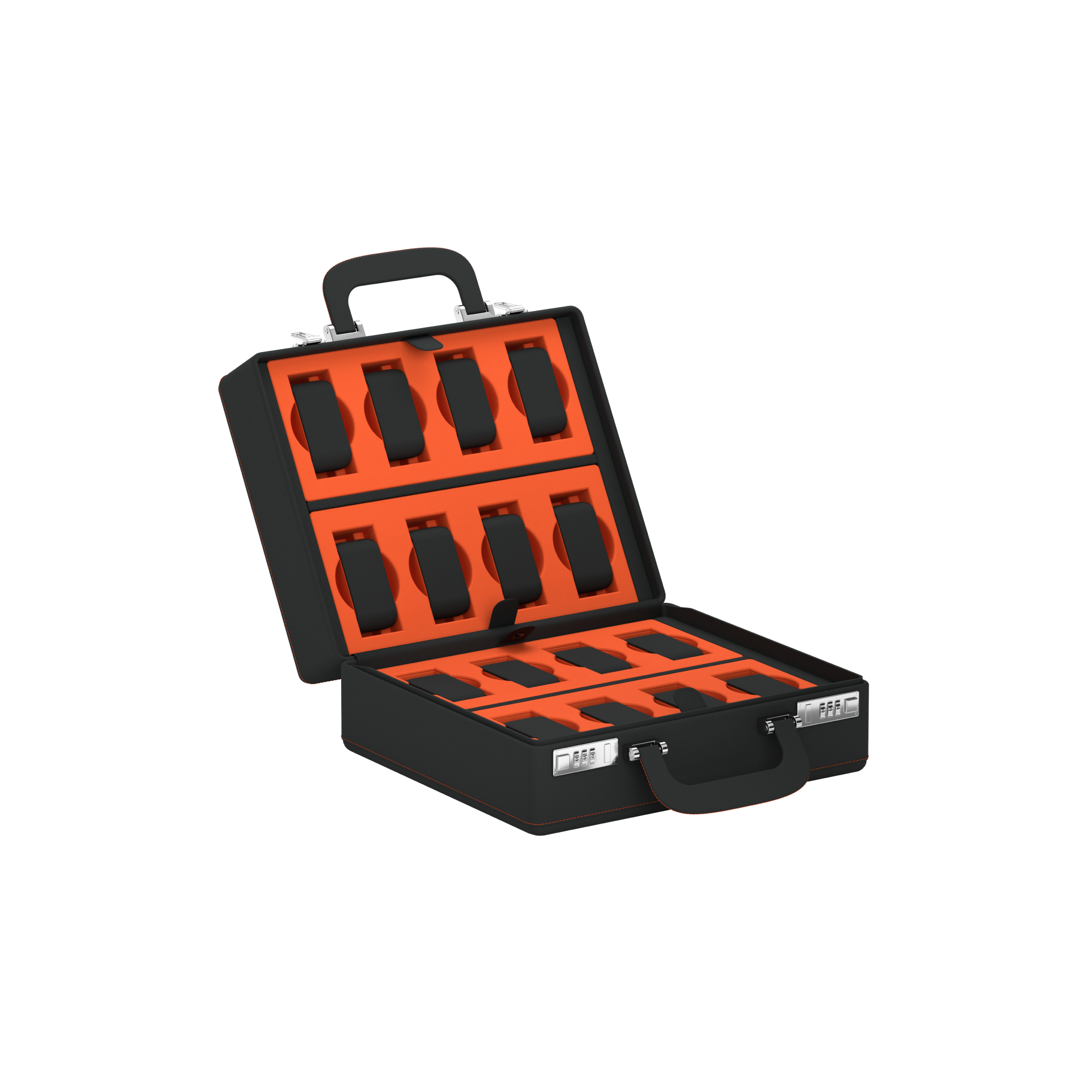 Valigetta 16 Slate Gray / Orange leather watch travel case