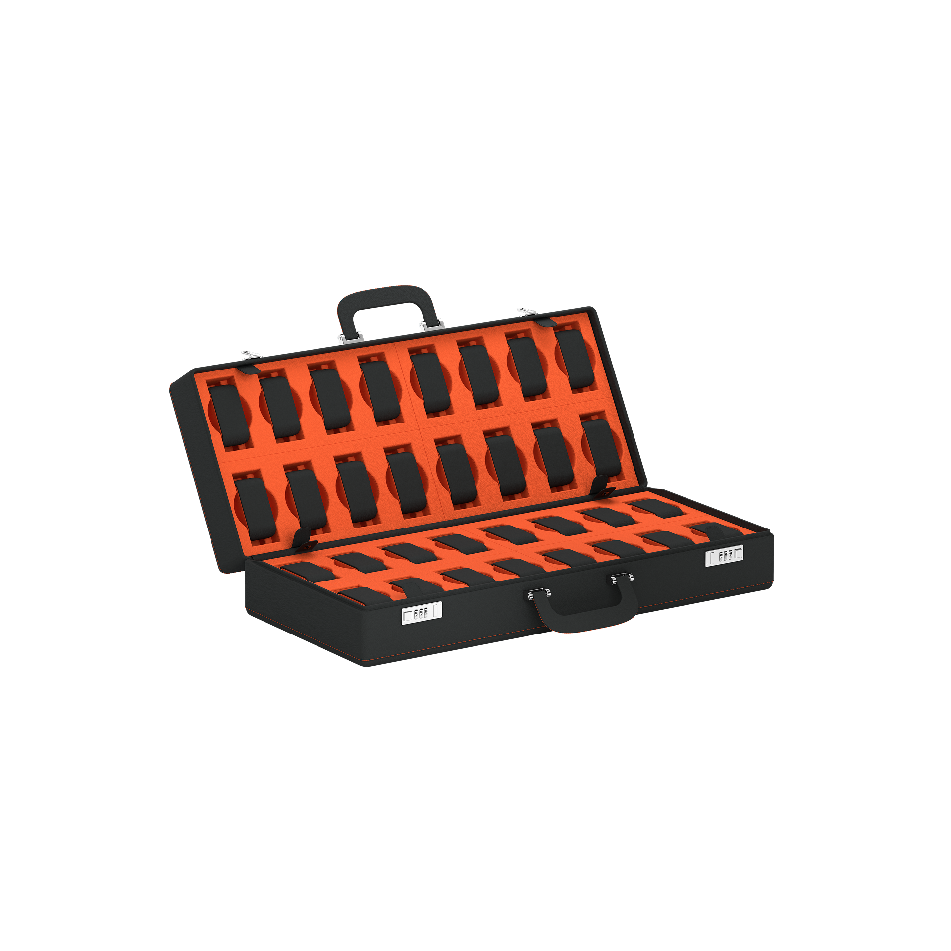 Valigetta 32 Slate Gray / Orange leather watch travel case