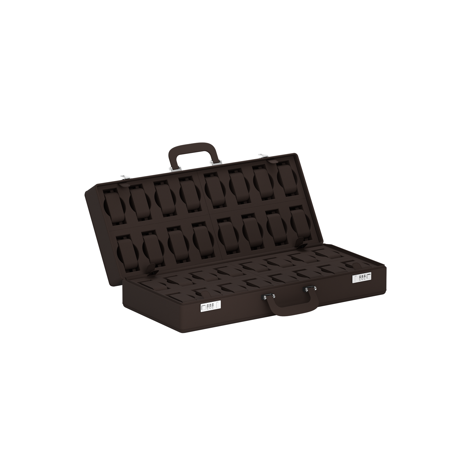Valigetta 32 Chocolate Brown leather watch travel case