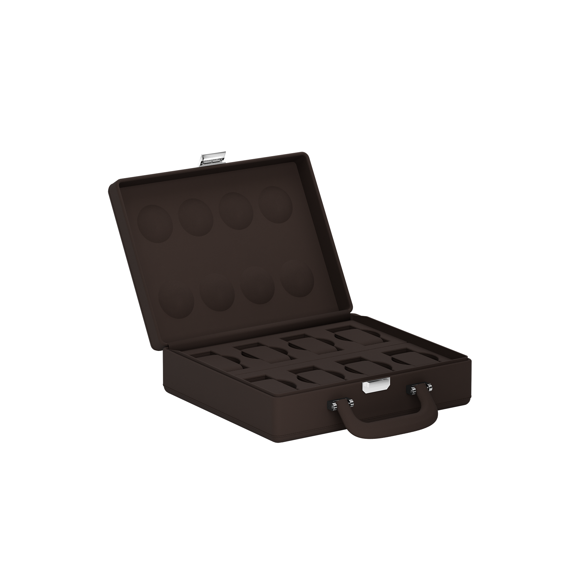 Valigetta 8 Chocolate Brown leather watch travel case