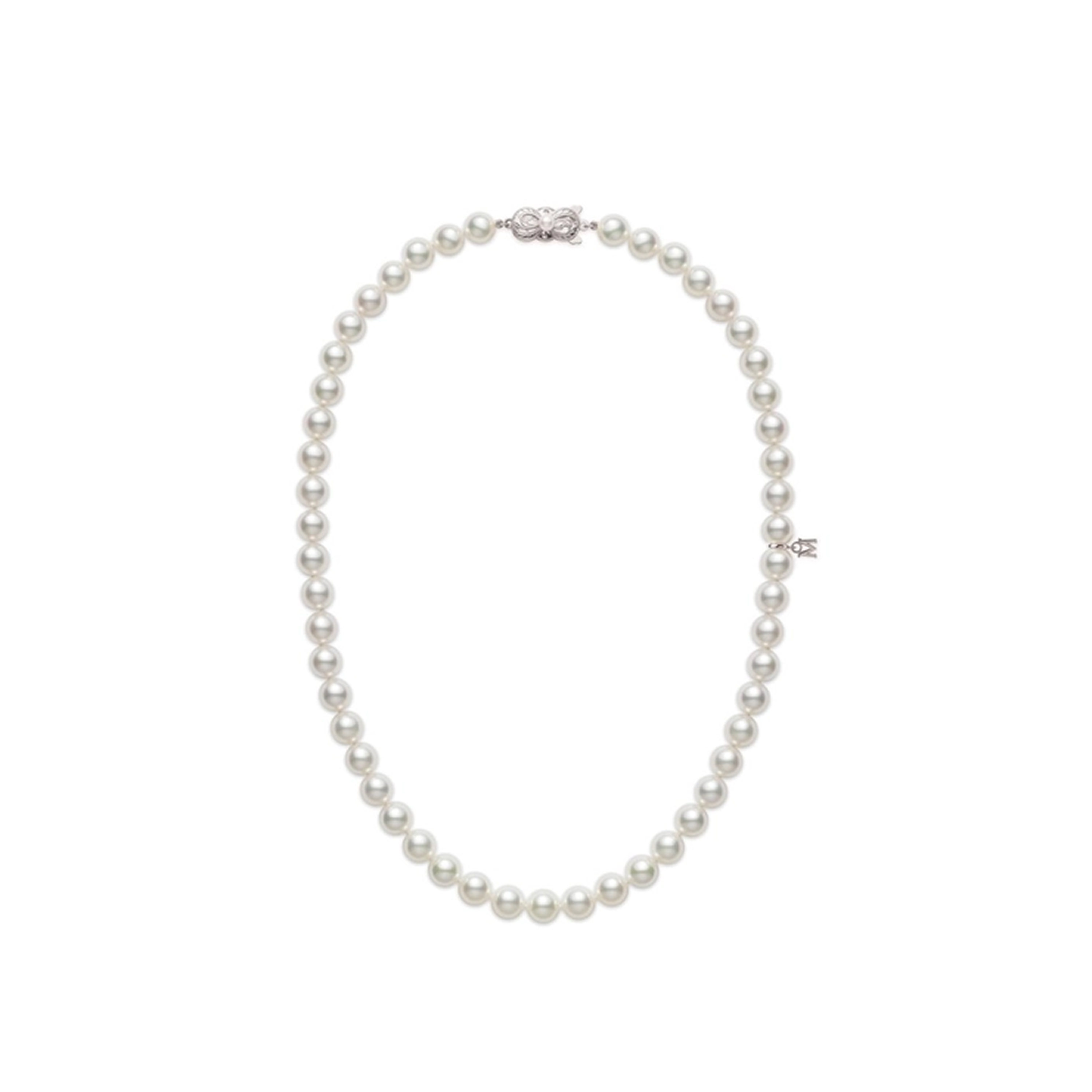 16 Inch Akoya Cultured Pearl Strand Necklace With 18K White Gold Clasp