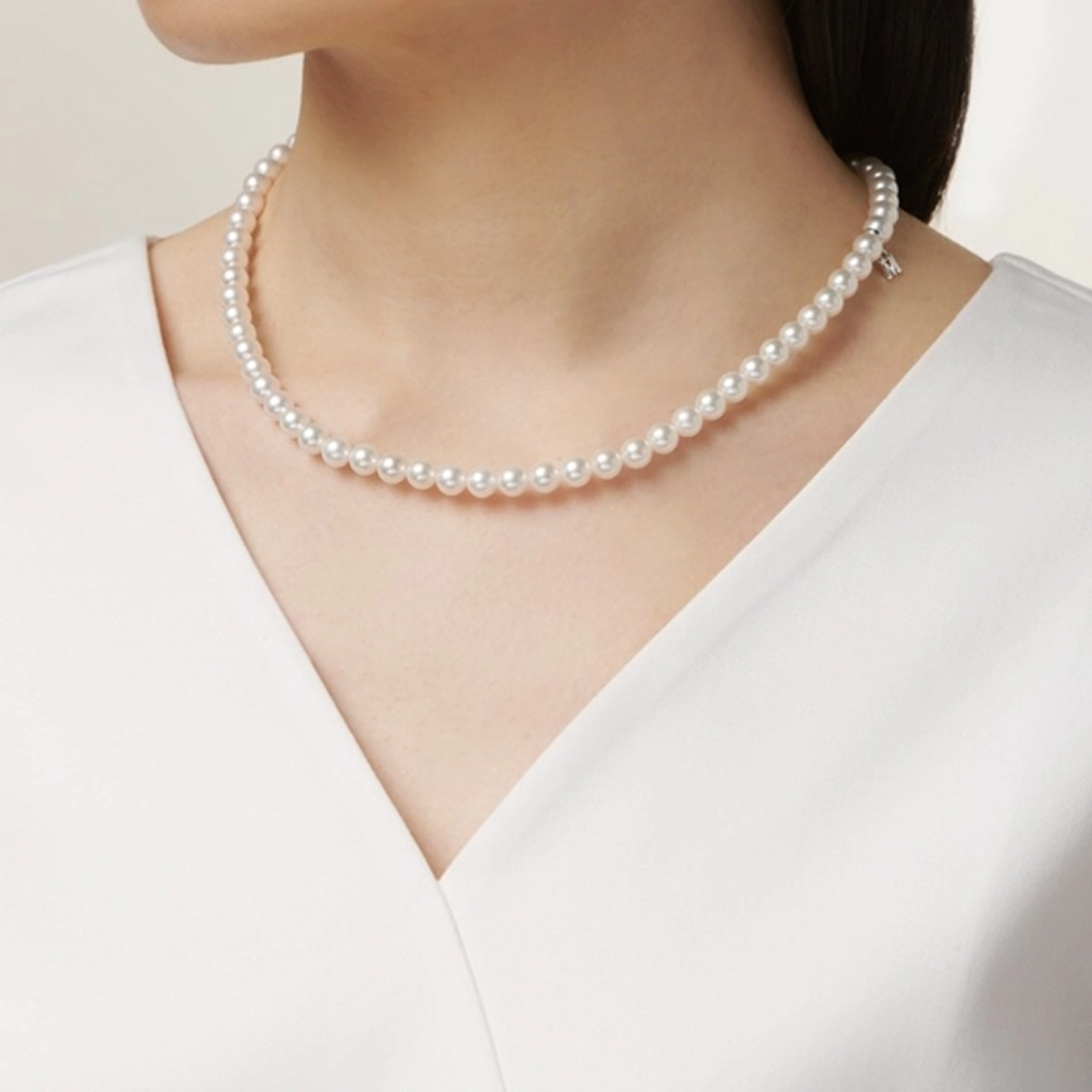 16 Inch Akoya Cultured Pearl Strand Necklace With 18K White Gold Clasp