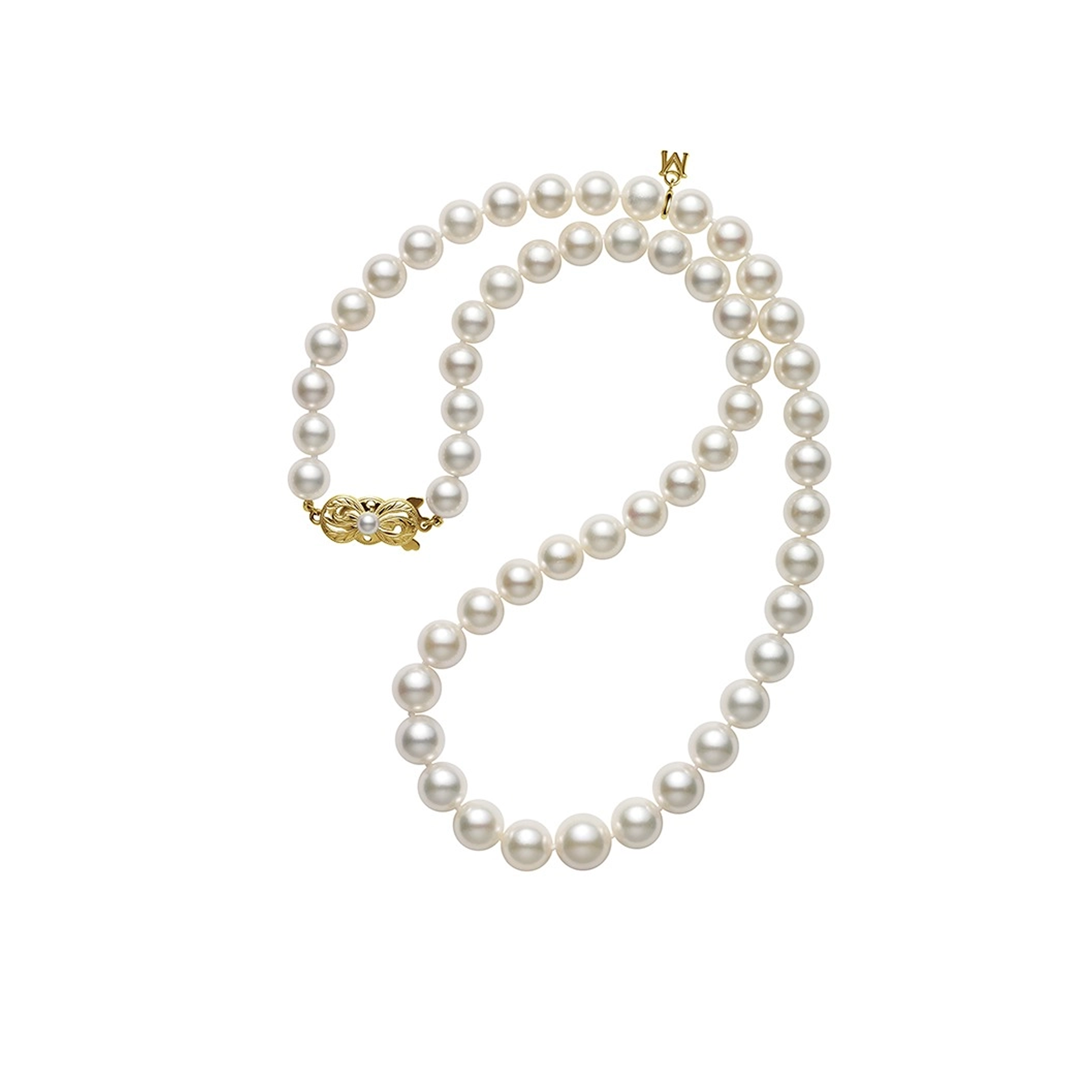 18" Akoya Cultured Pearl 9x7mm Graduated Strand - 18 karat Yellow Gold Clasp