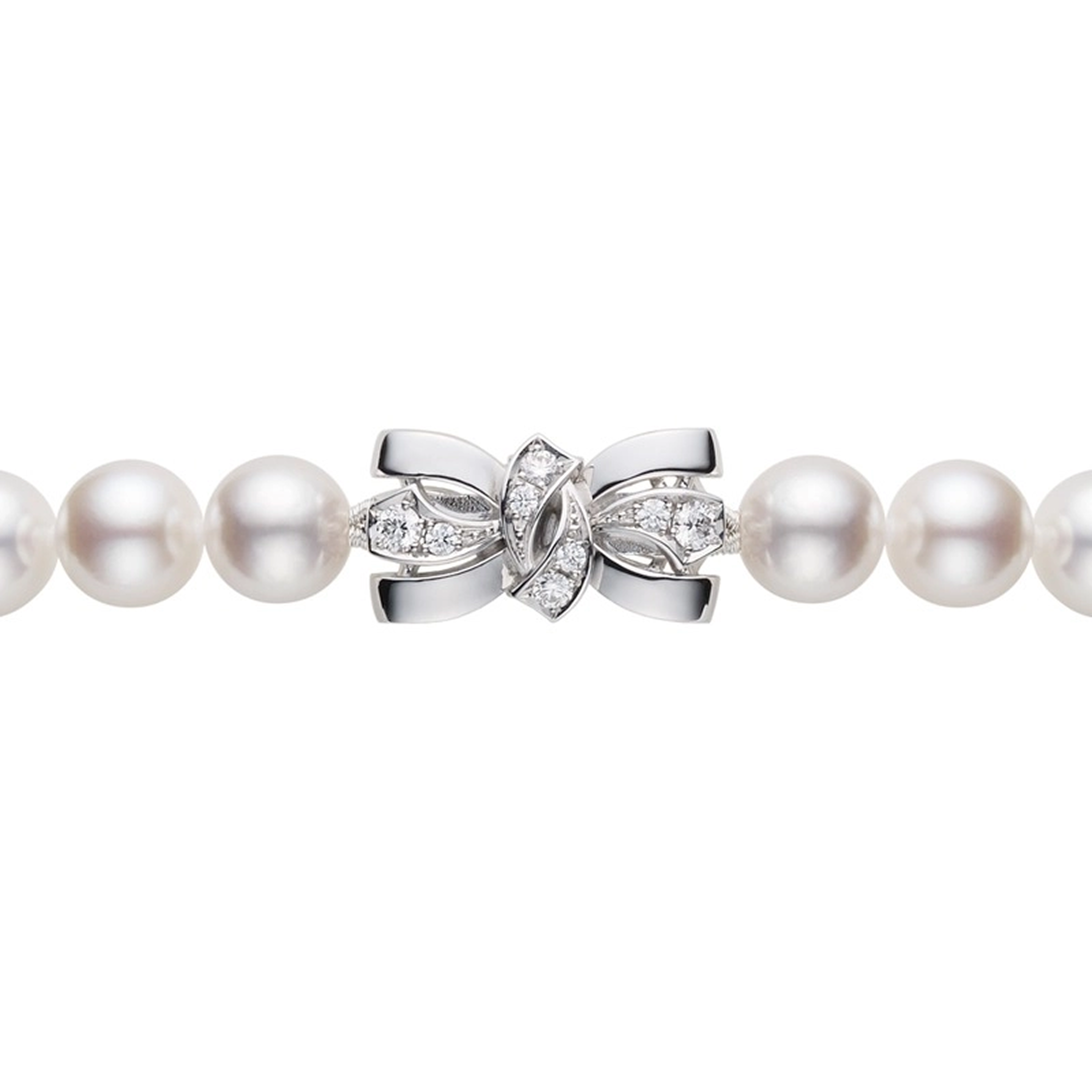 Jeux de Rubans Akoya Cultured Pearl Necklace with 18K White Gold Clasp