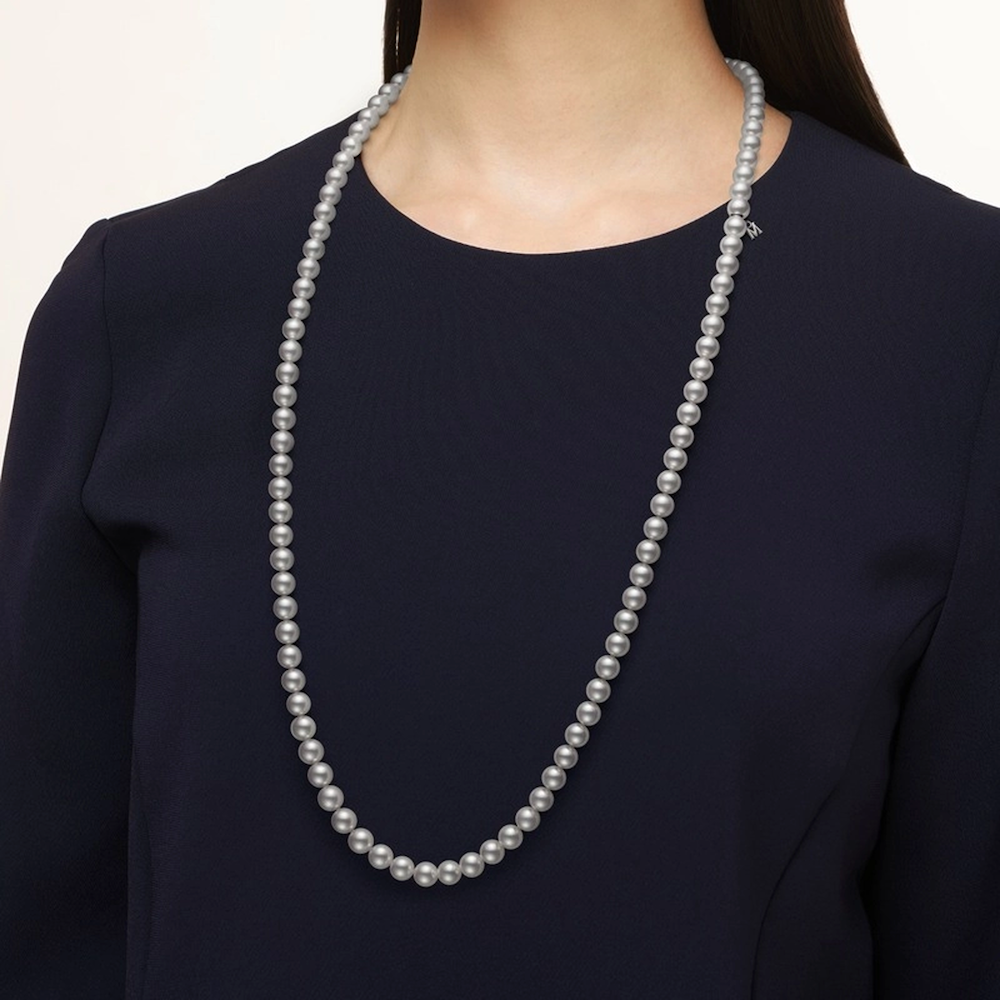 Jeux de Rubans Akoya Cultured Pearl Necklace with 18K White Gold Clasp