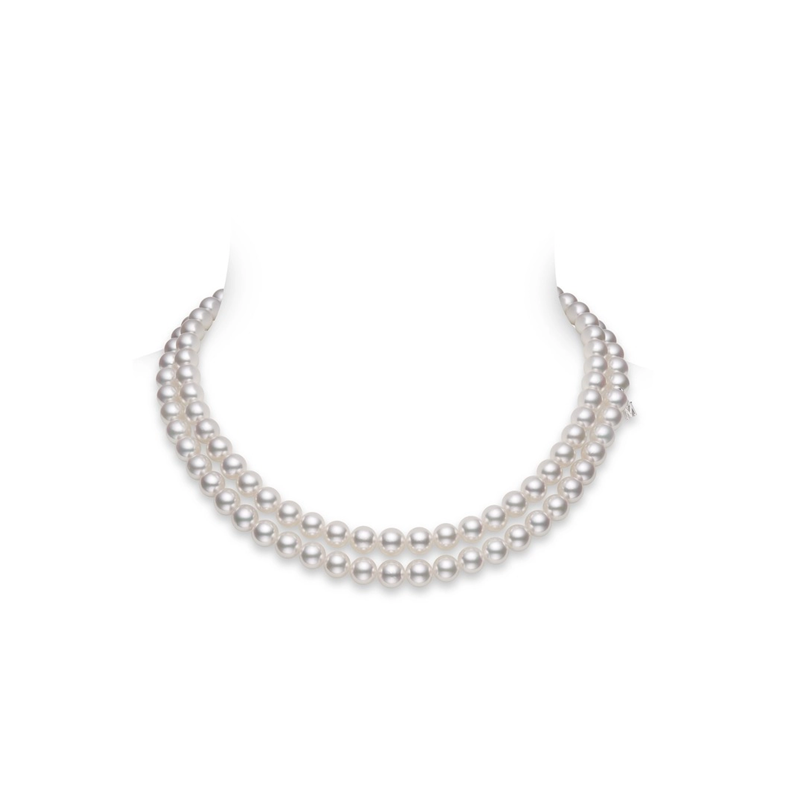 Jeux de Rubans Akoya Cultured Pearl Double Row Necklace with 18K White Gold Clasp