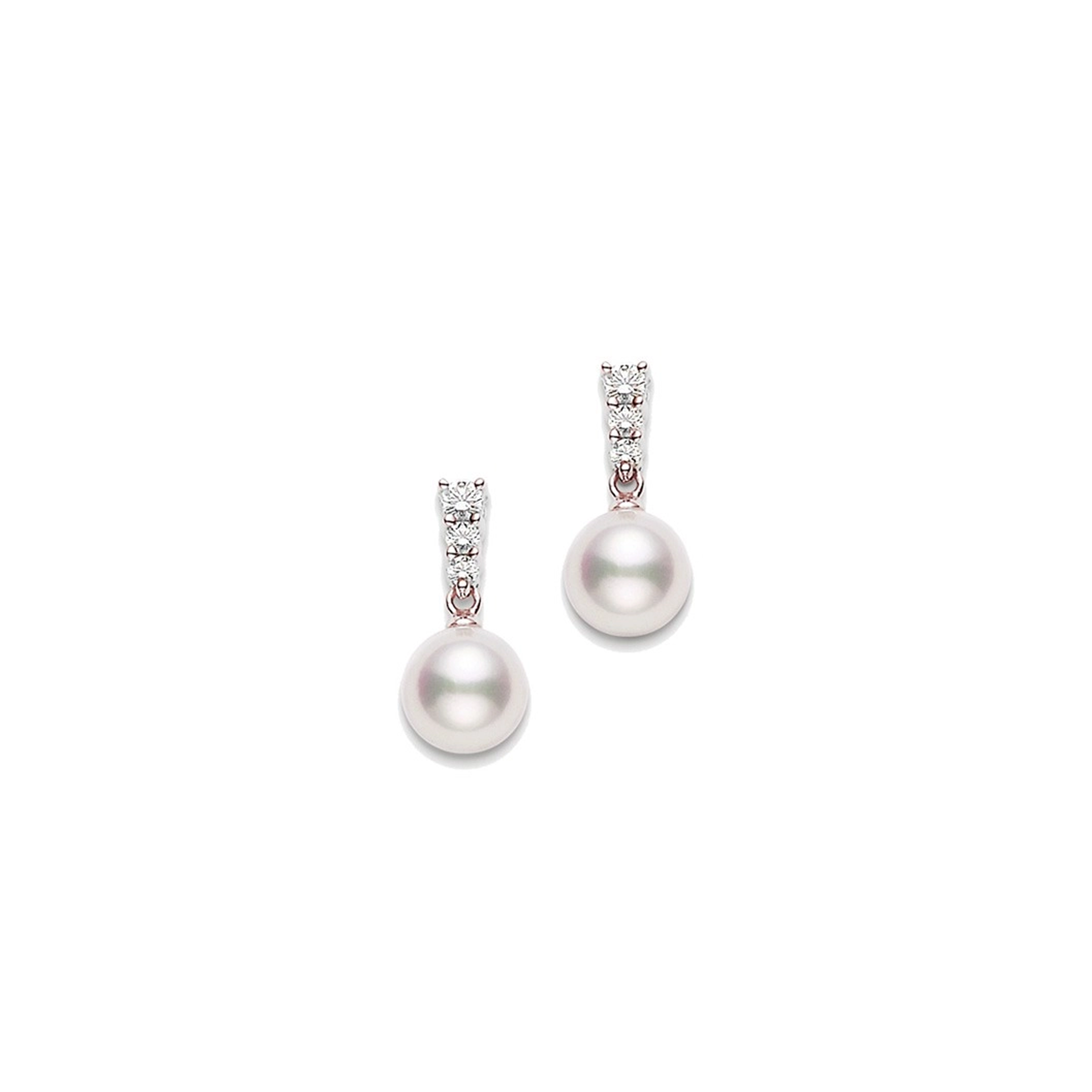 Morning Dew Akoya Cultured Pearl Earrings in 18K Pink Gold