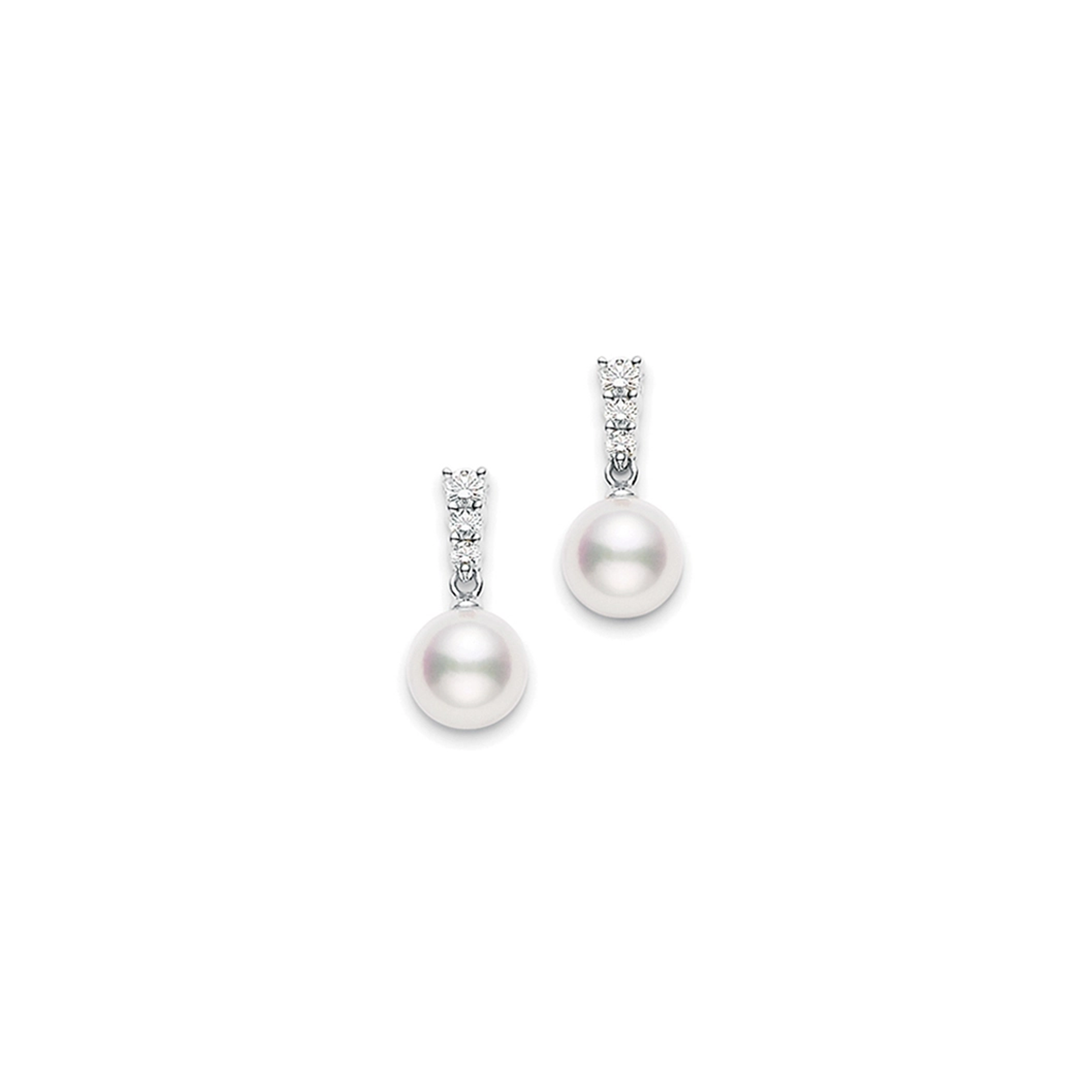 Morning Dew Akoya Cultured Pearl Earrings in 18K White Gold