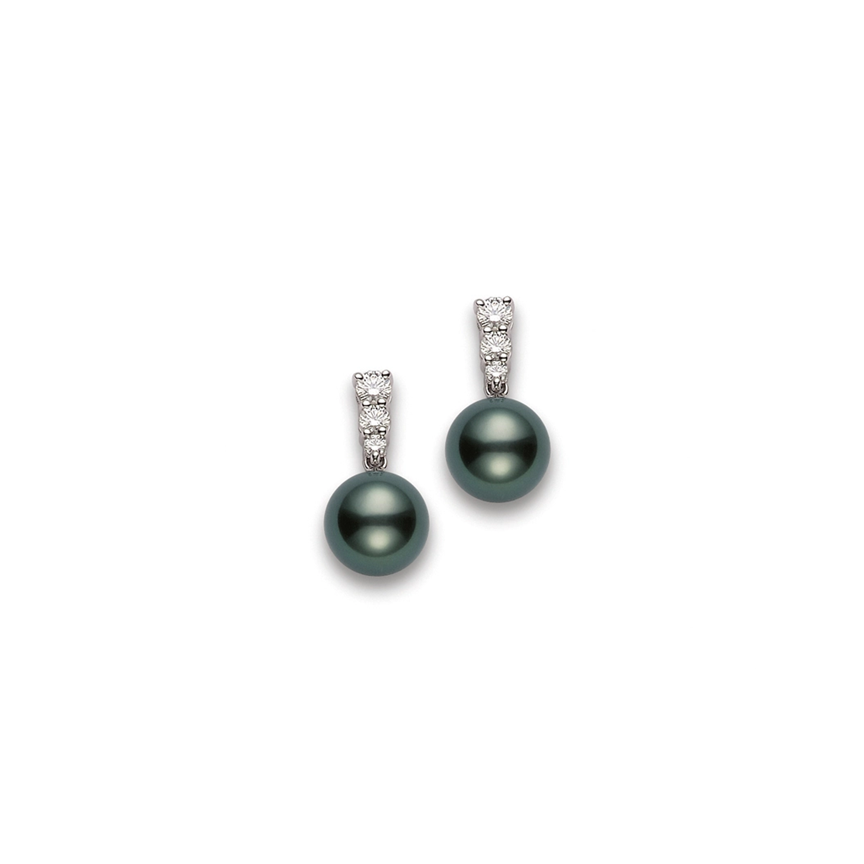 Morning Dew Black South Sea Cultured Pearl Earrings – 18K White Gold