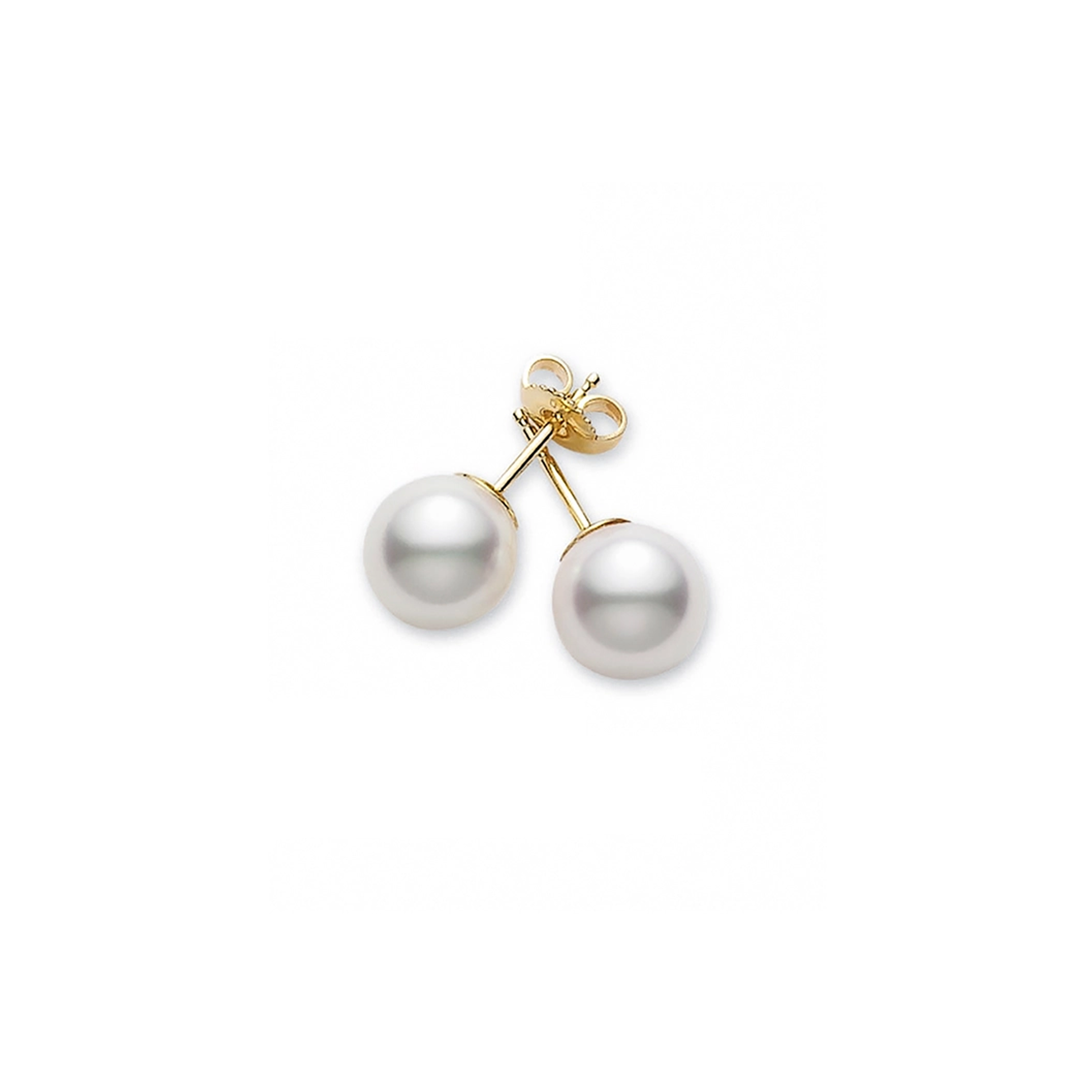 Akoya Cultured Pearl Stud Earrings in 18K Yellow Gold