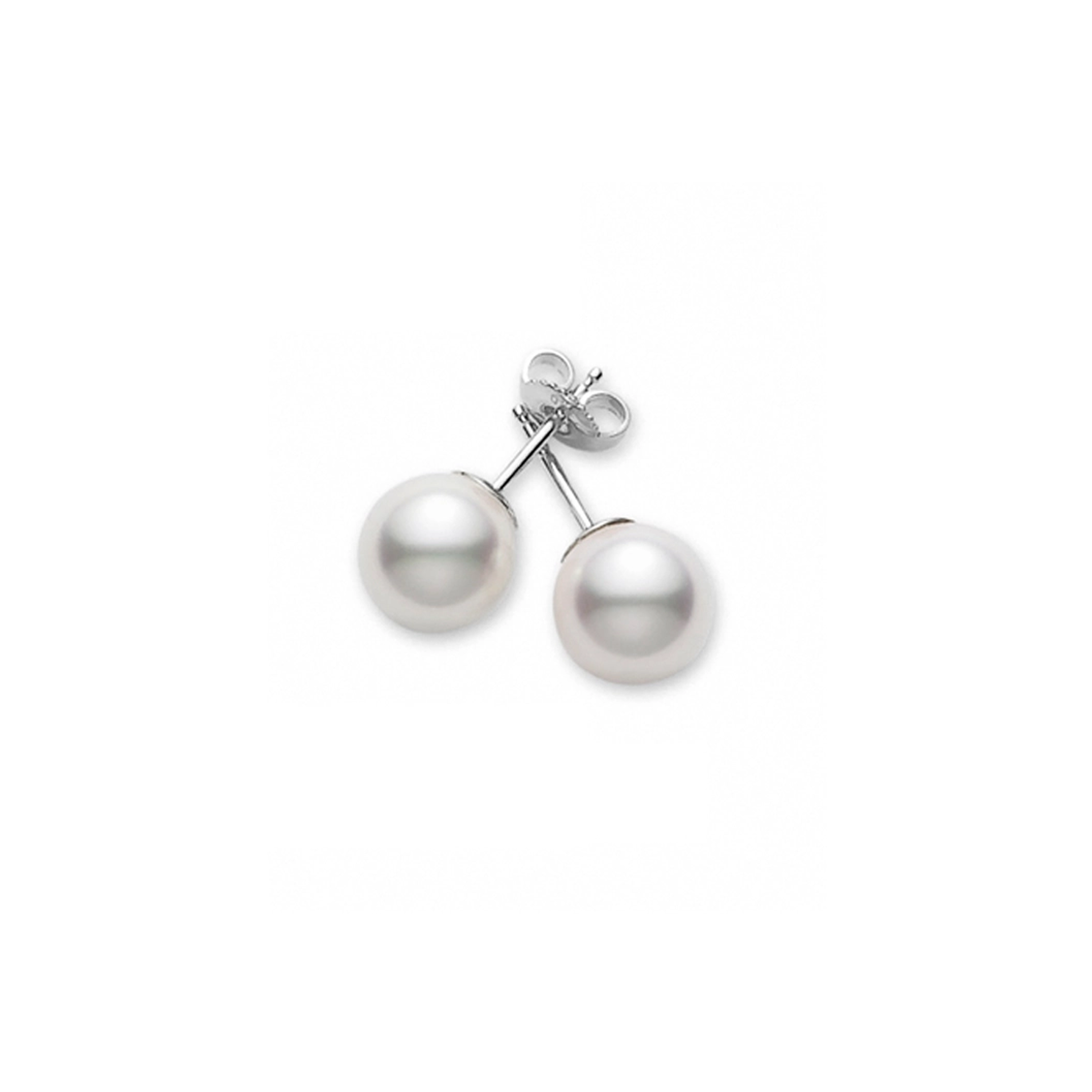 Akoya Cultured Pearl Stud Earrings in 18K White Gold