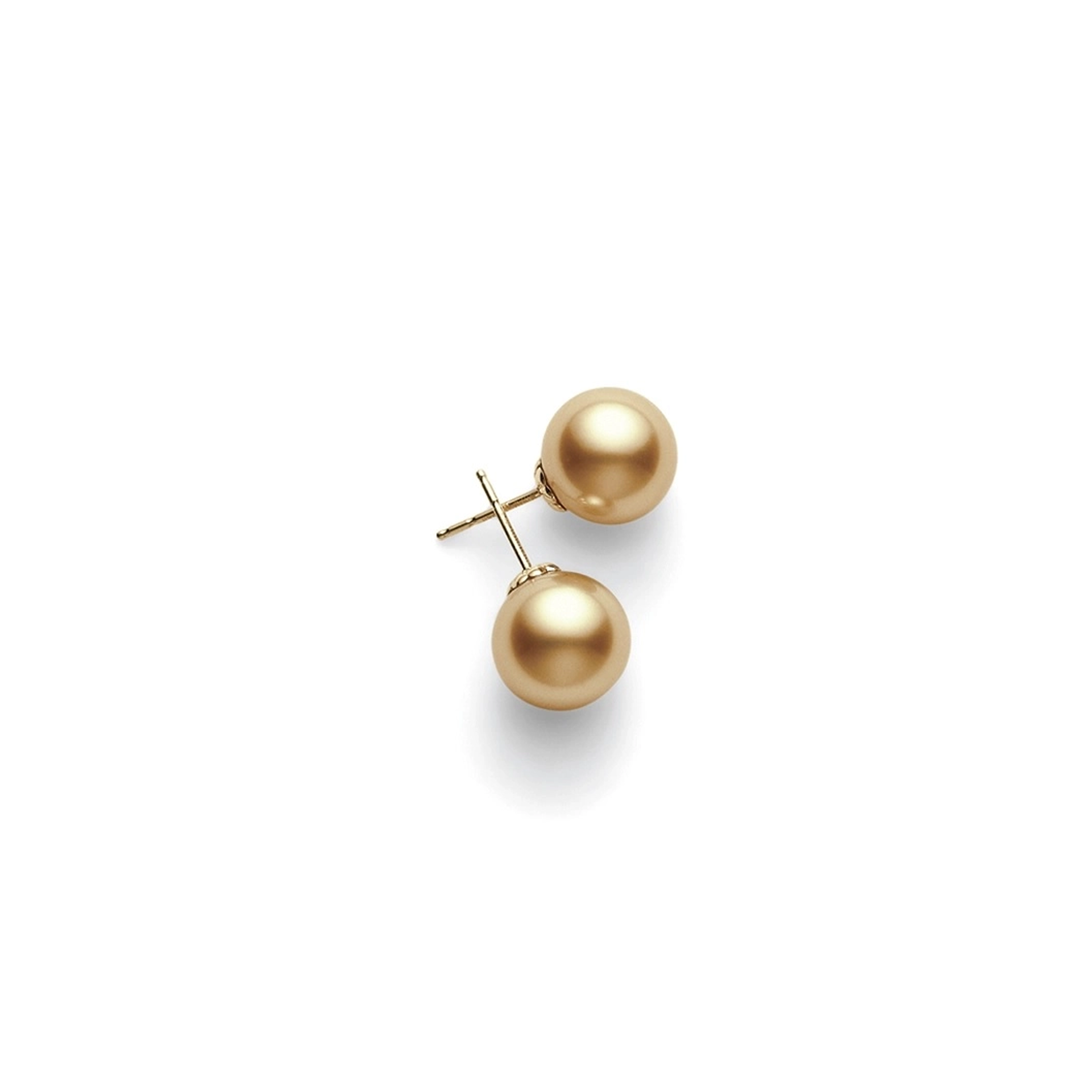 Golden South Sea Cultured Pearl Stud Earrings in 18K Yellow Gold