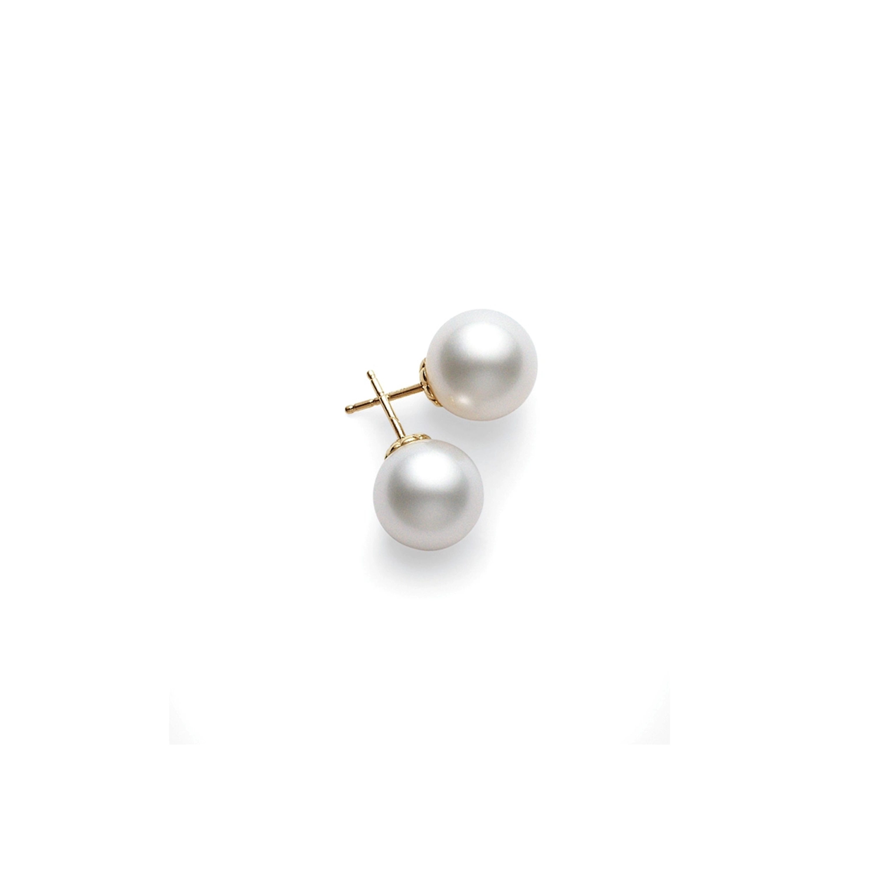 White South Sea Stud Earrings – 18K Yellow Gold