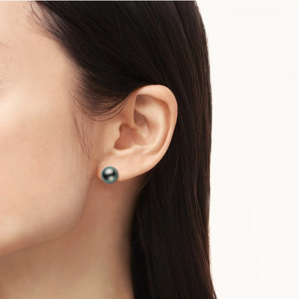 Black South Sea Stud Earrings – 18K White Gold