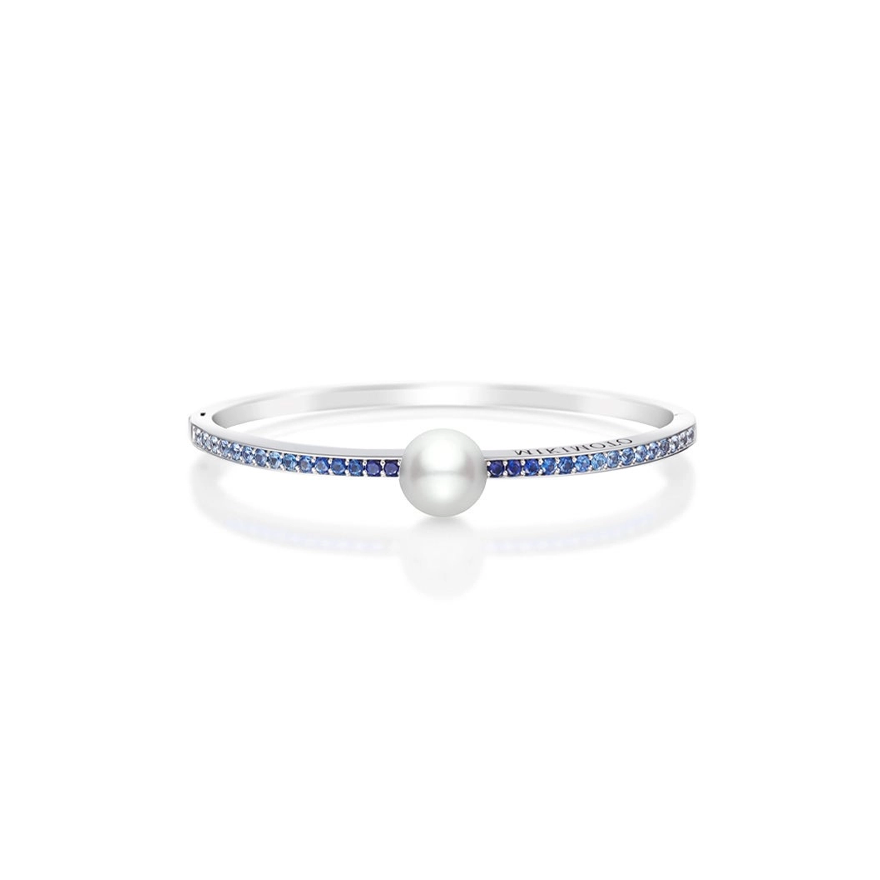 Mikimoto Ocean White South Sea Cultured Pearl and Sapphire Bracelet in 18K White Gold
