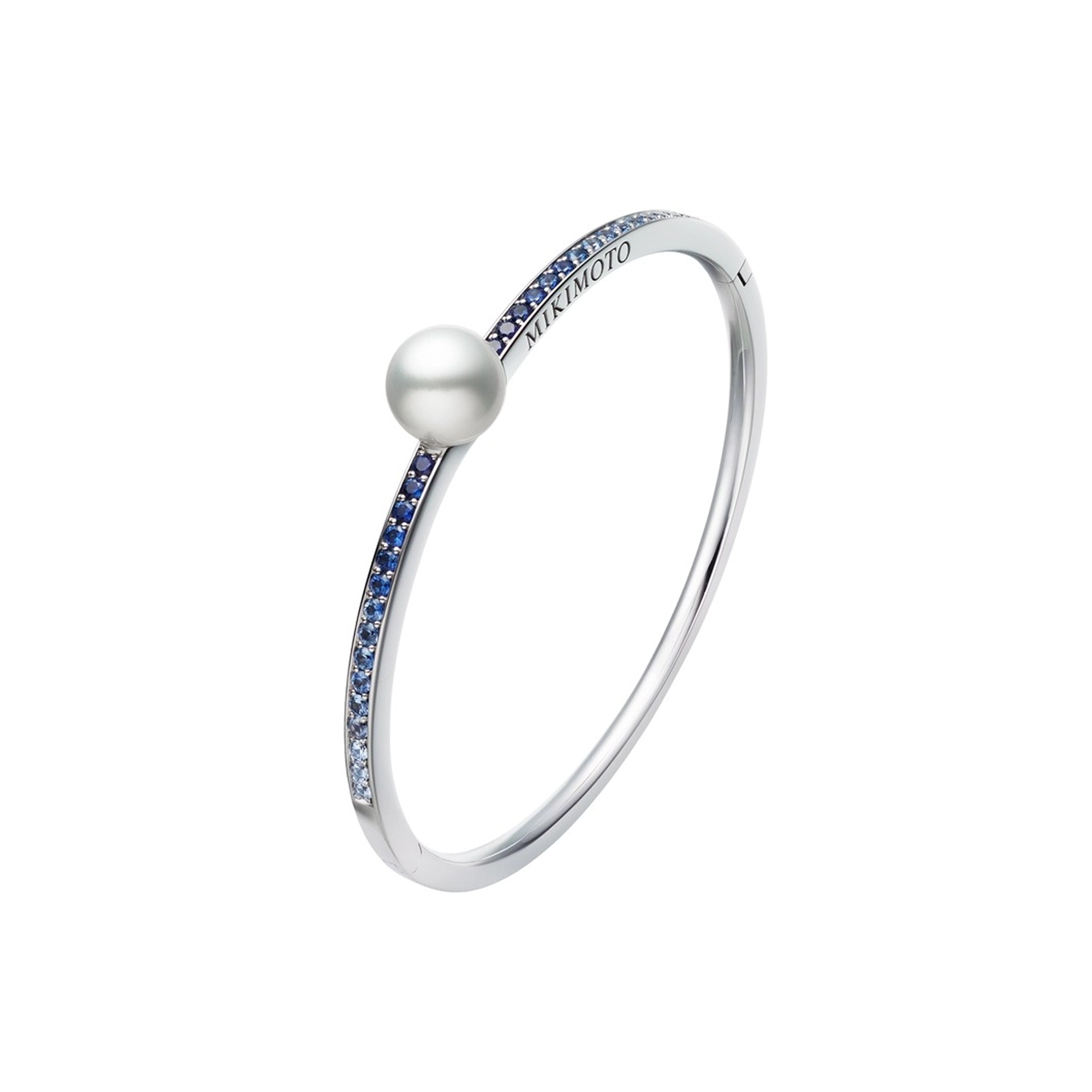 Mikimoto Ocean White South Sea Cultured Pearl and Sapphire Bracelet in 18K White Gold