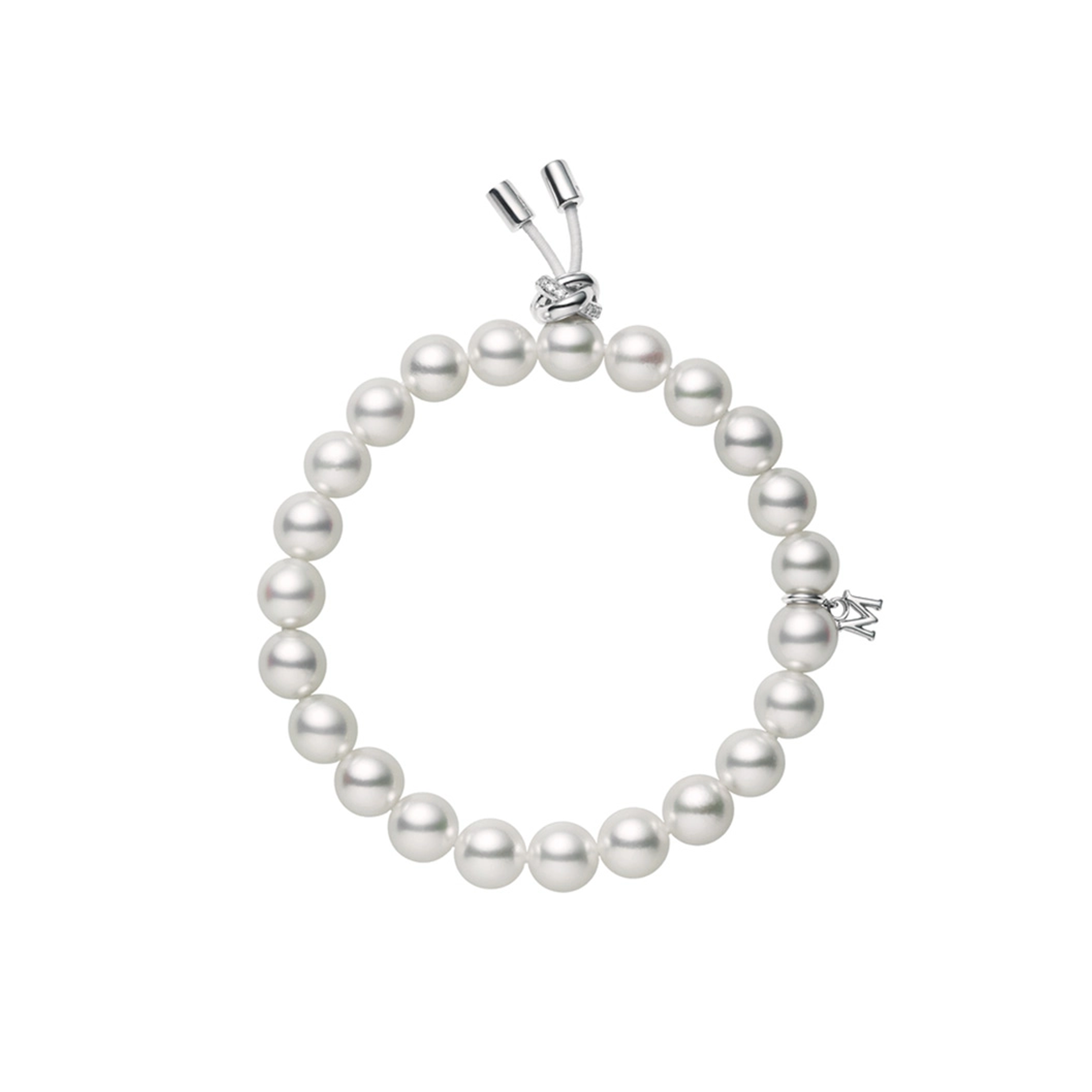 Akoya Cultured Pearl Bracelet with Diamonds in 18K White Gold
