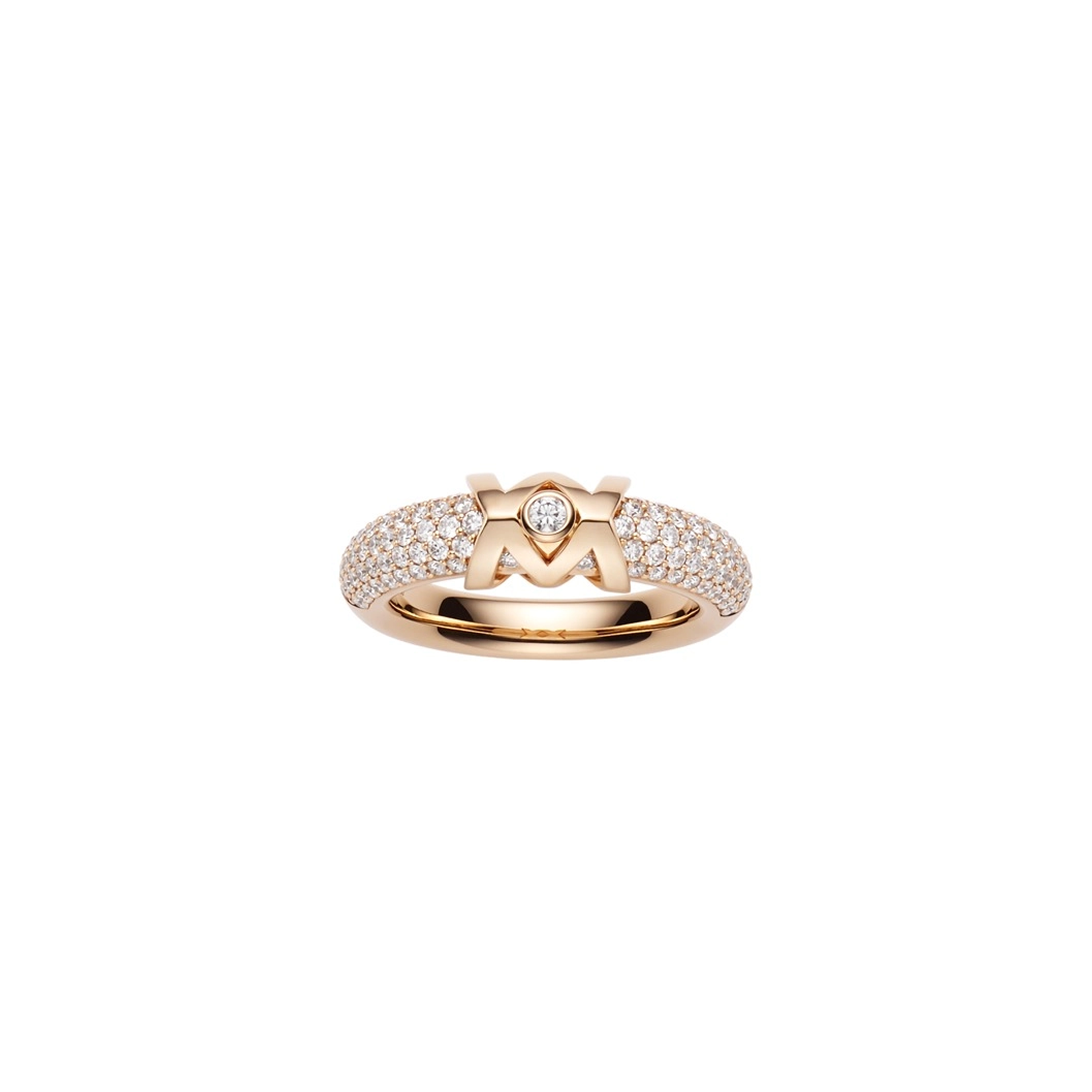 M Signature Diamond Ring in 18K Pink Gold