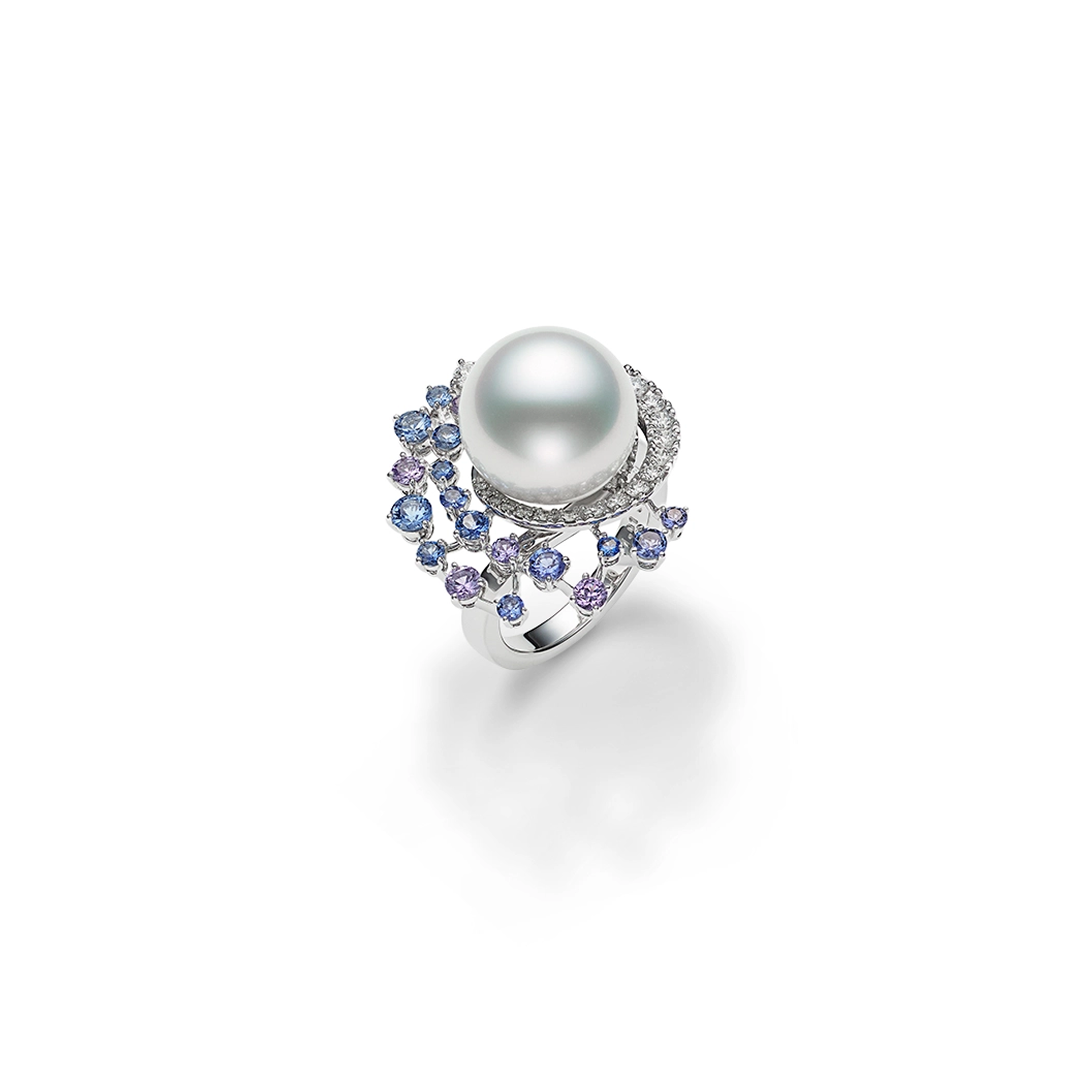 Harmony of Colors White South Sea Cultured Pearl Ring in 18K White Gold