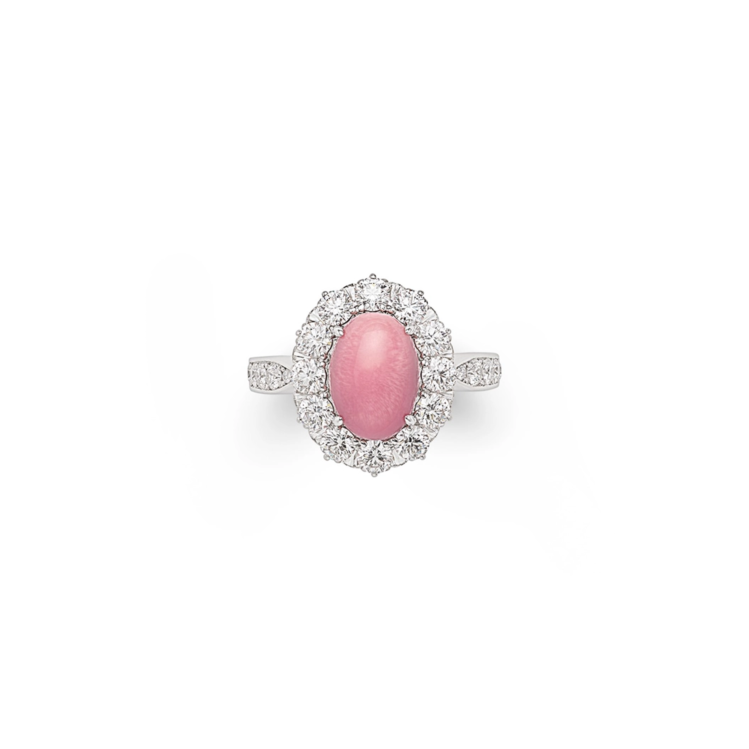 Conch and Diamond Ring in Platinum