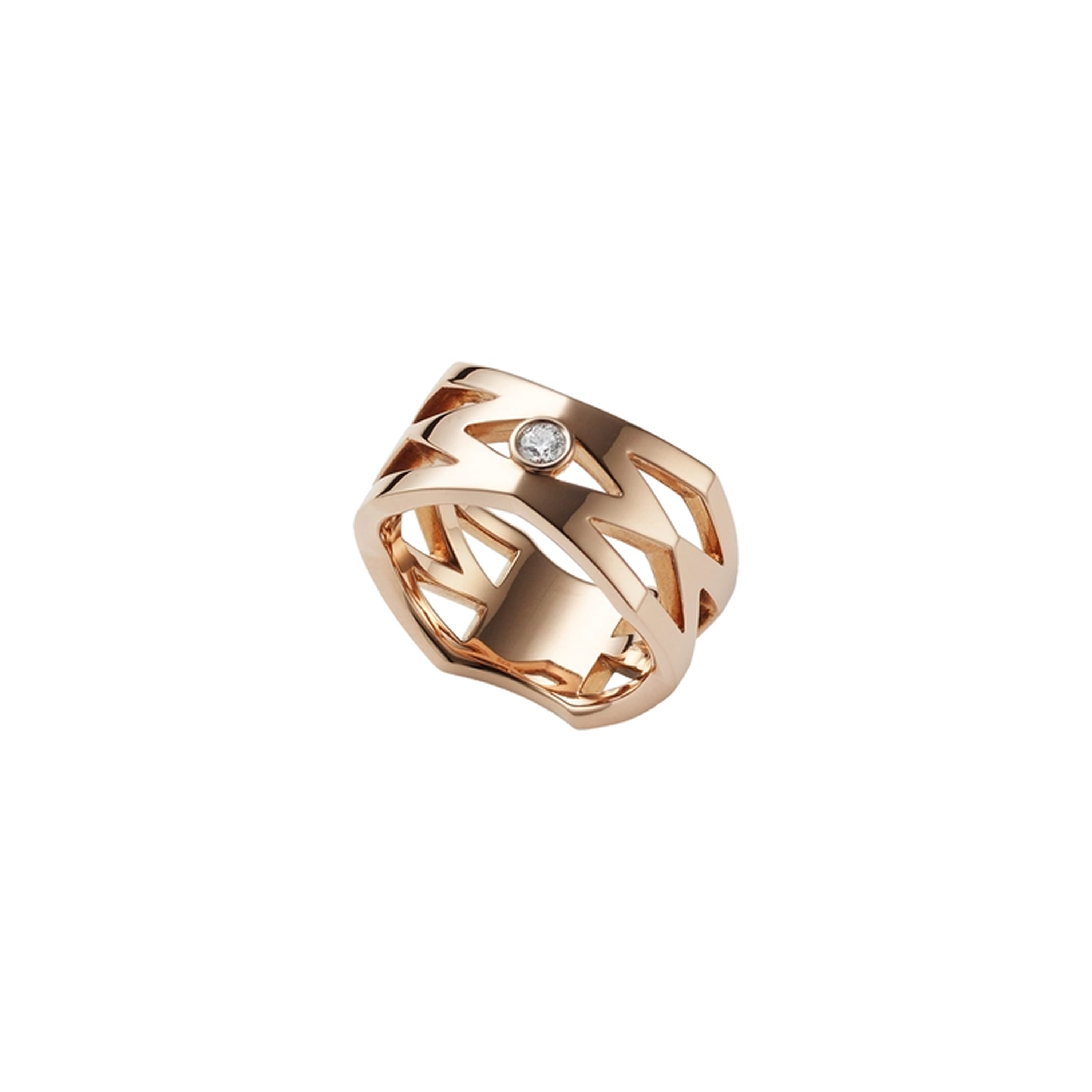M Signature Diamond Ring in 18K Pink Gold