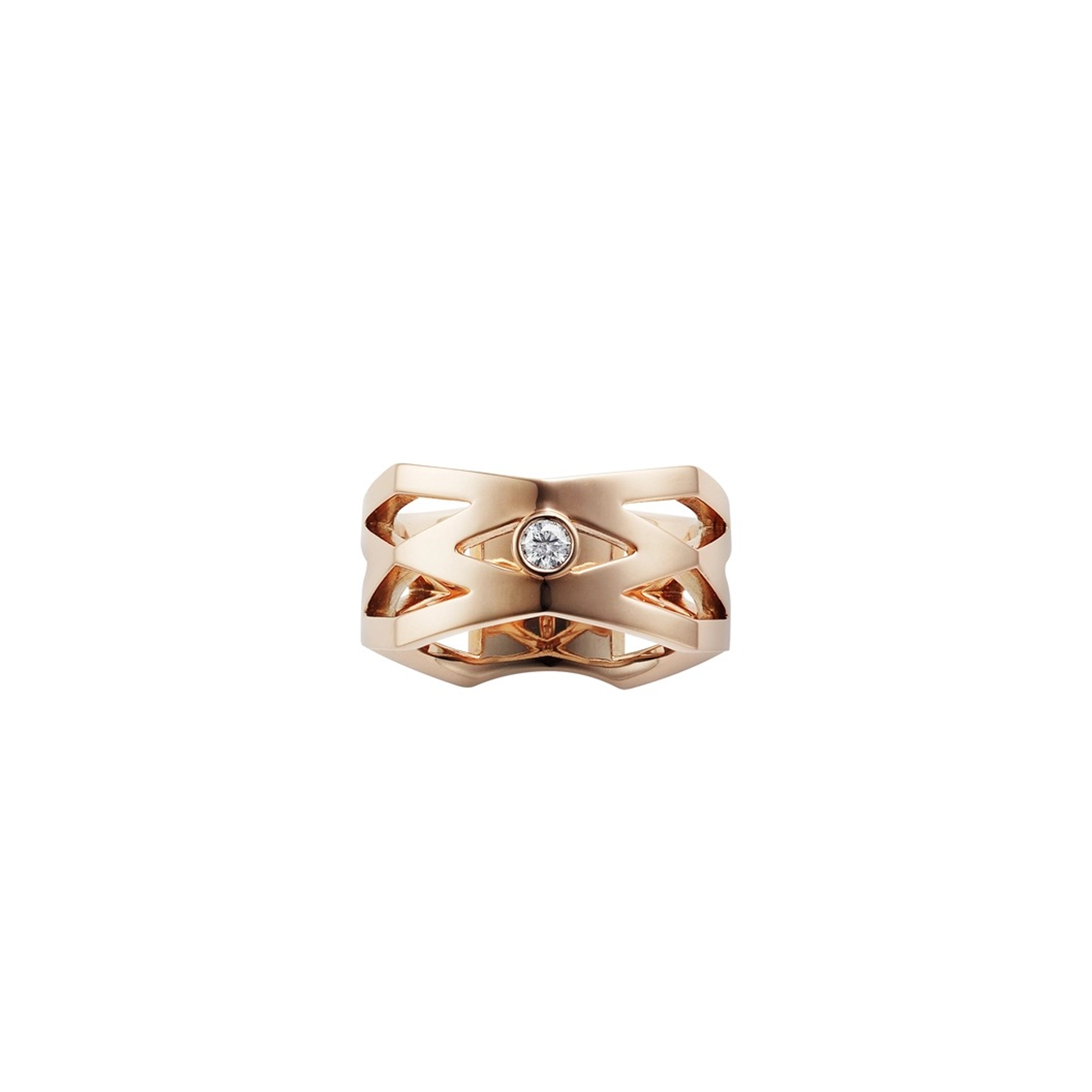 M Signature Diamond Ring in 18K Pink Gold