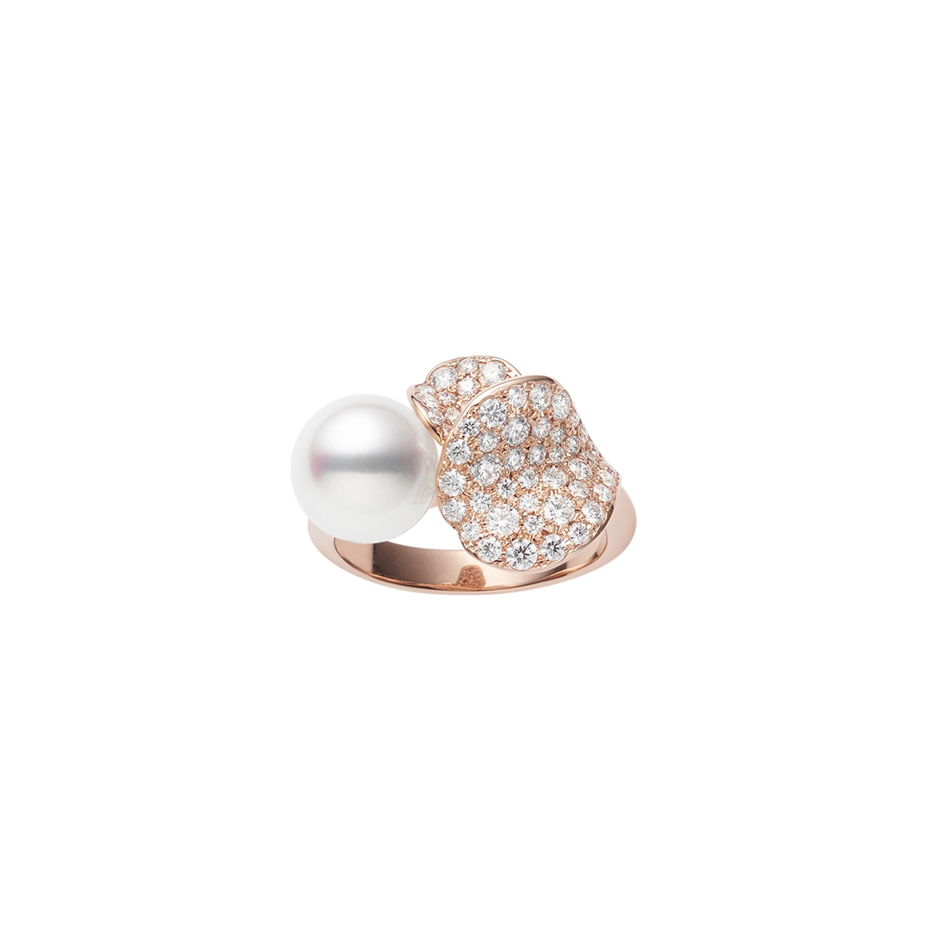 Les Pétales Place Vendôme Rosés Akoya Cultured Pearl Ring in 18K Pink Gold