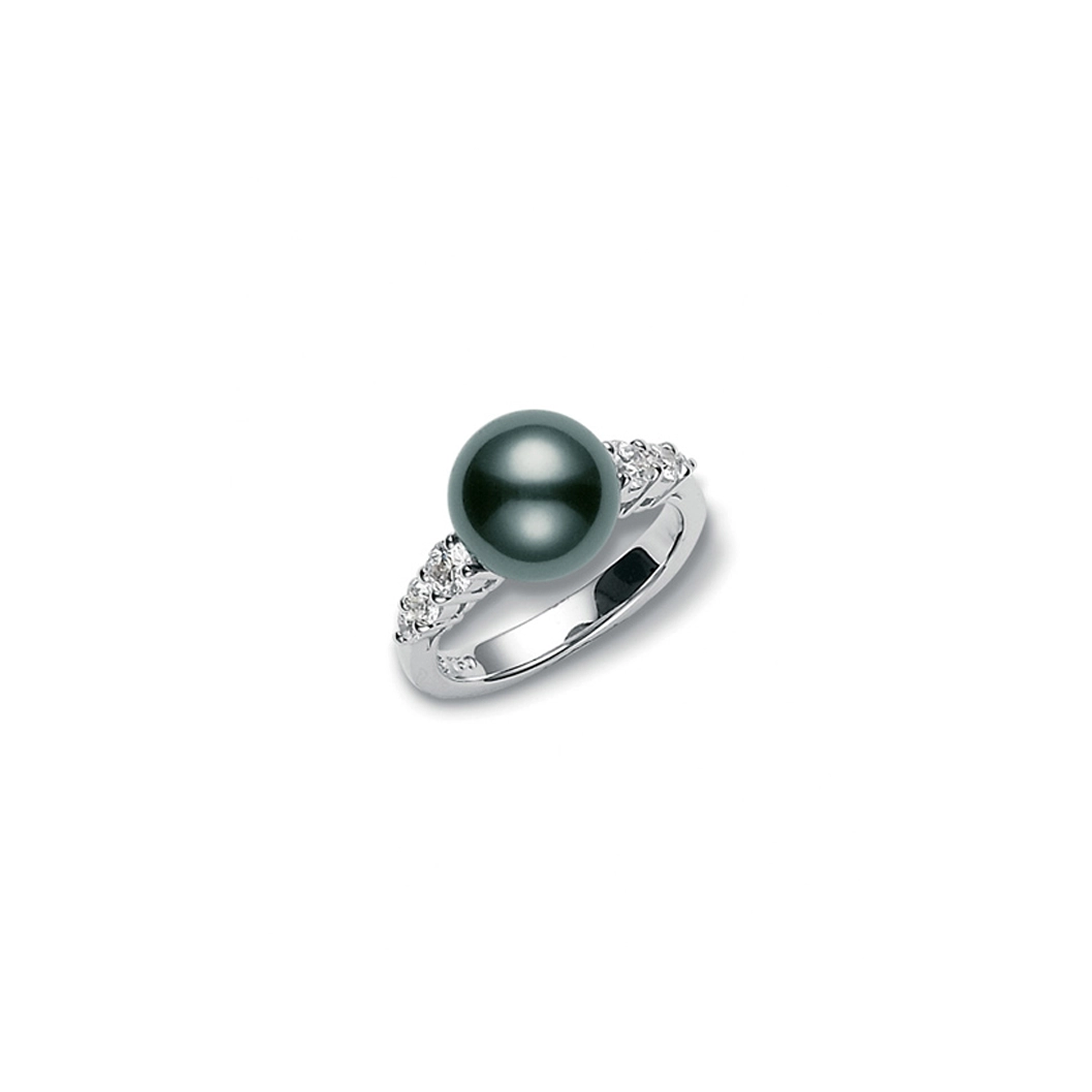 Morning Dew Black South Sea Cultured Pearl Ring– 18K White Gold