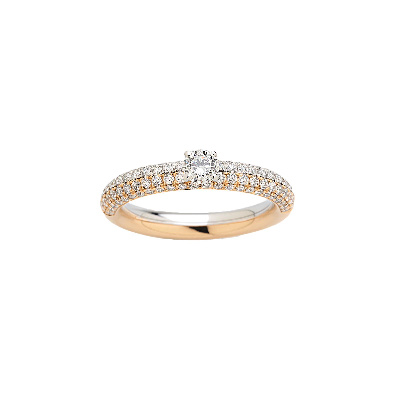 white and pink gold with diamonds ring