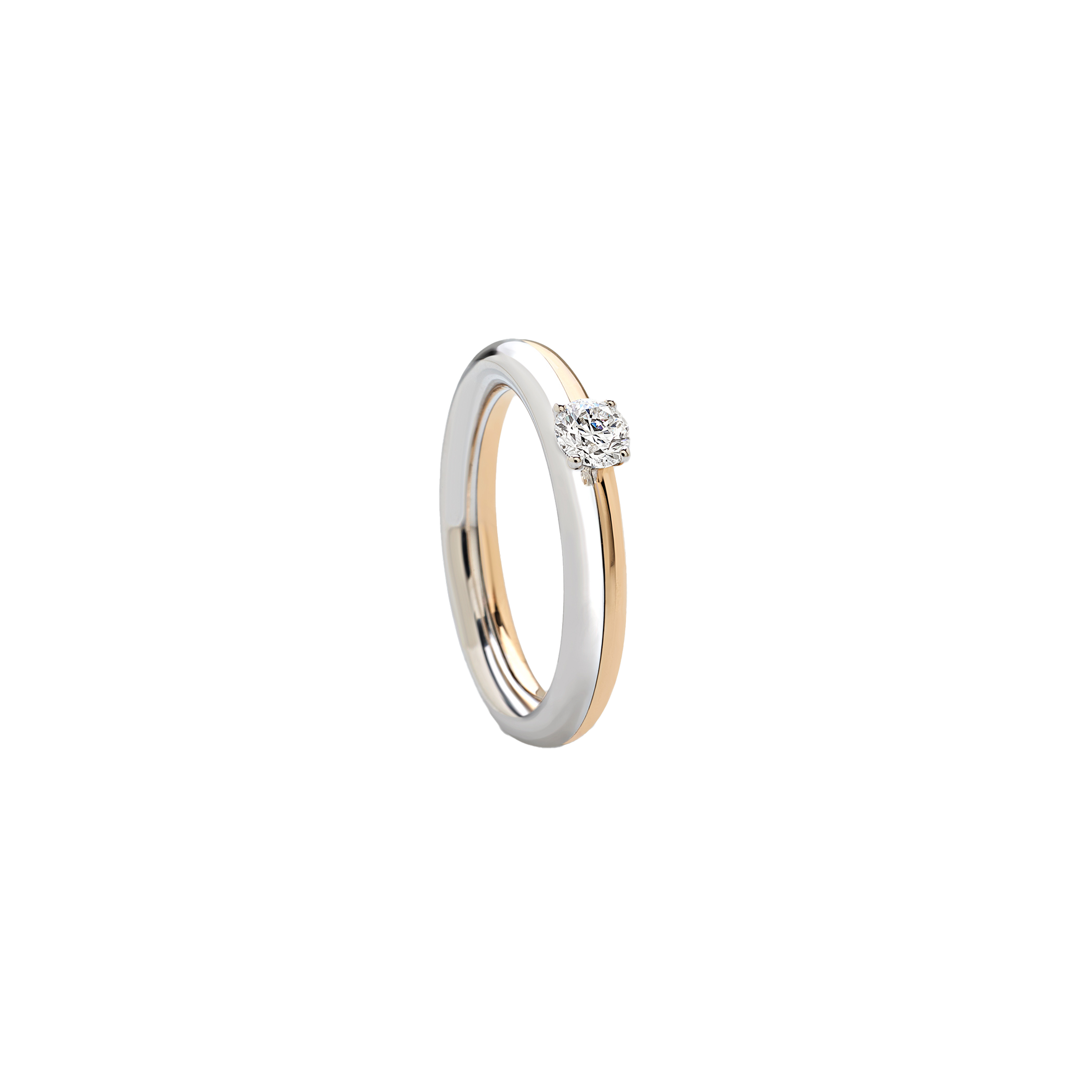 white and pink gold with diamonds ring