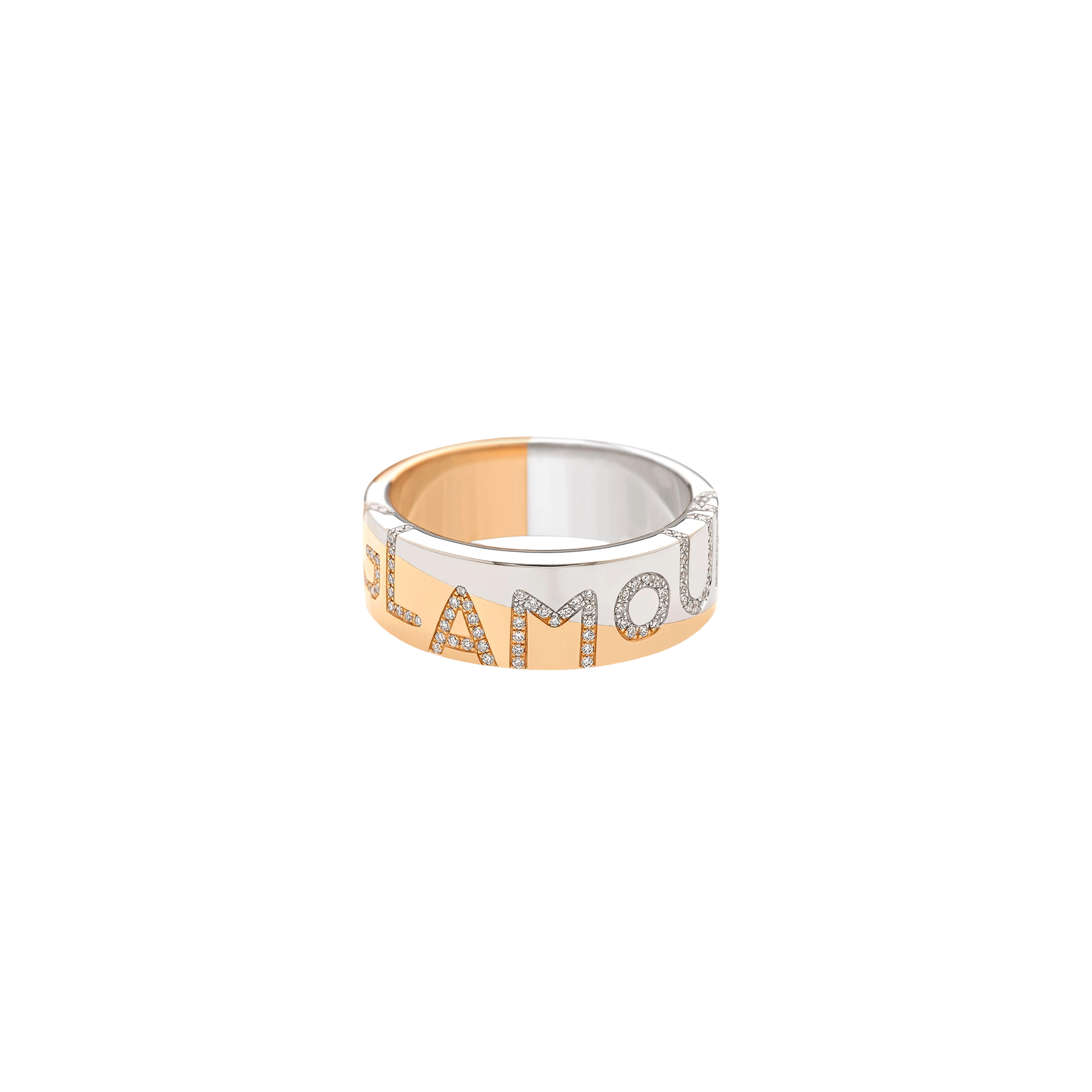 white and pink gold and diamonds ring