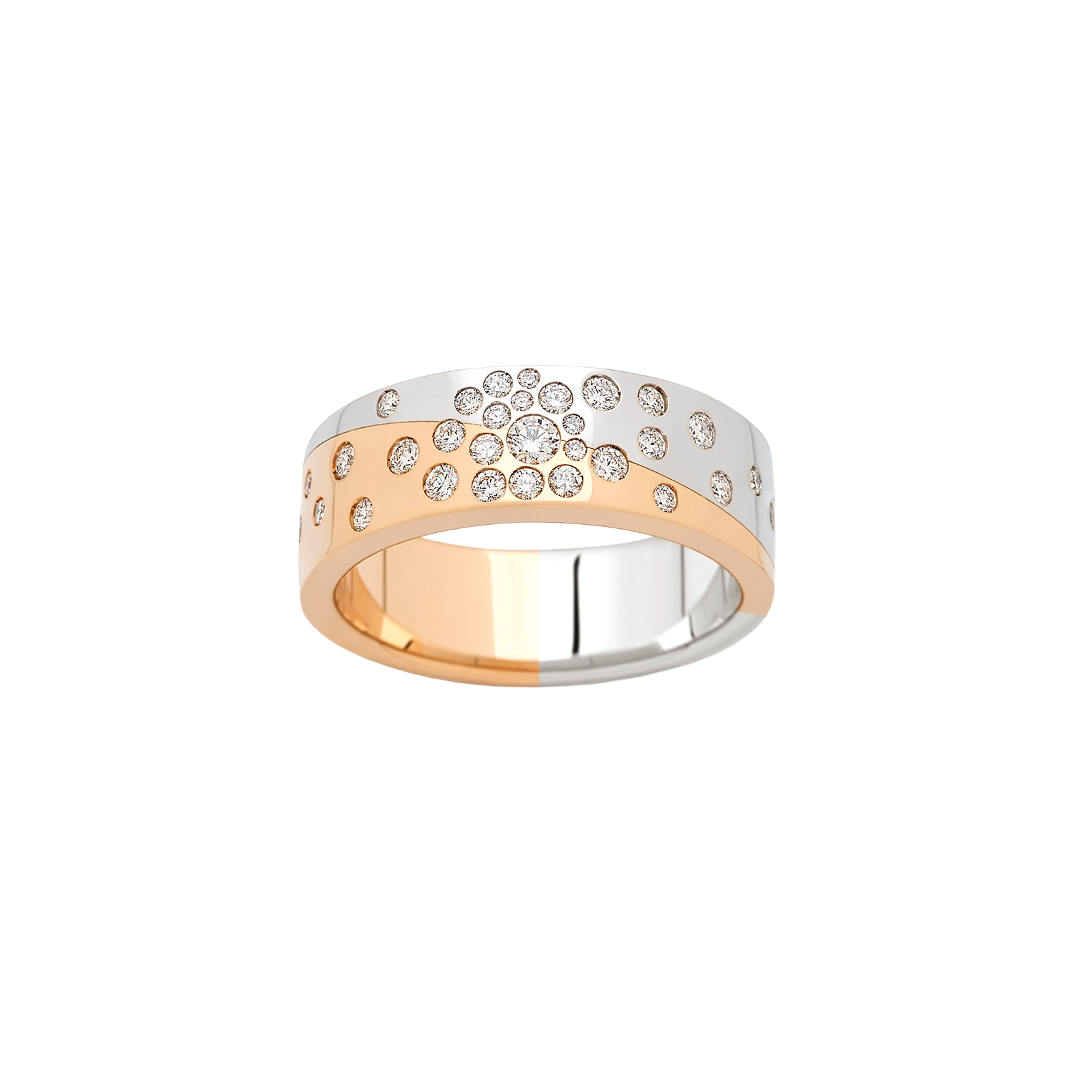 white and pink gold and diamonds ring