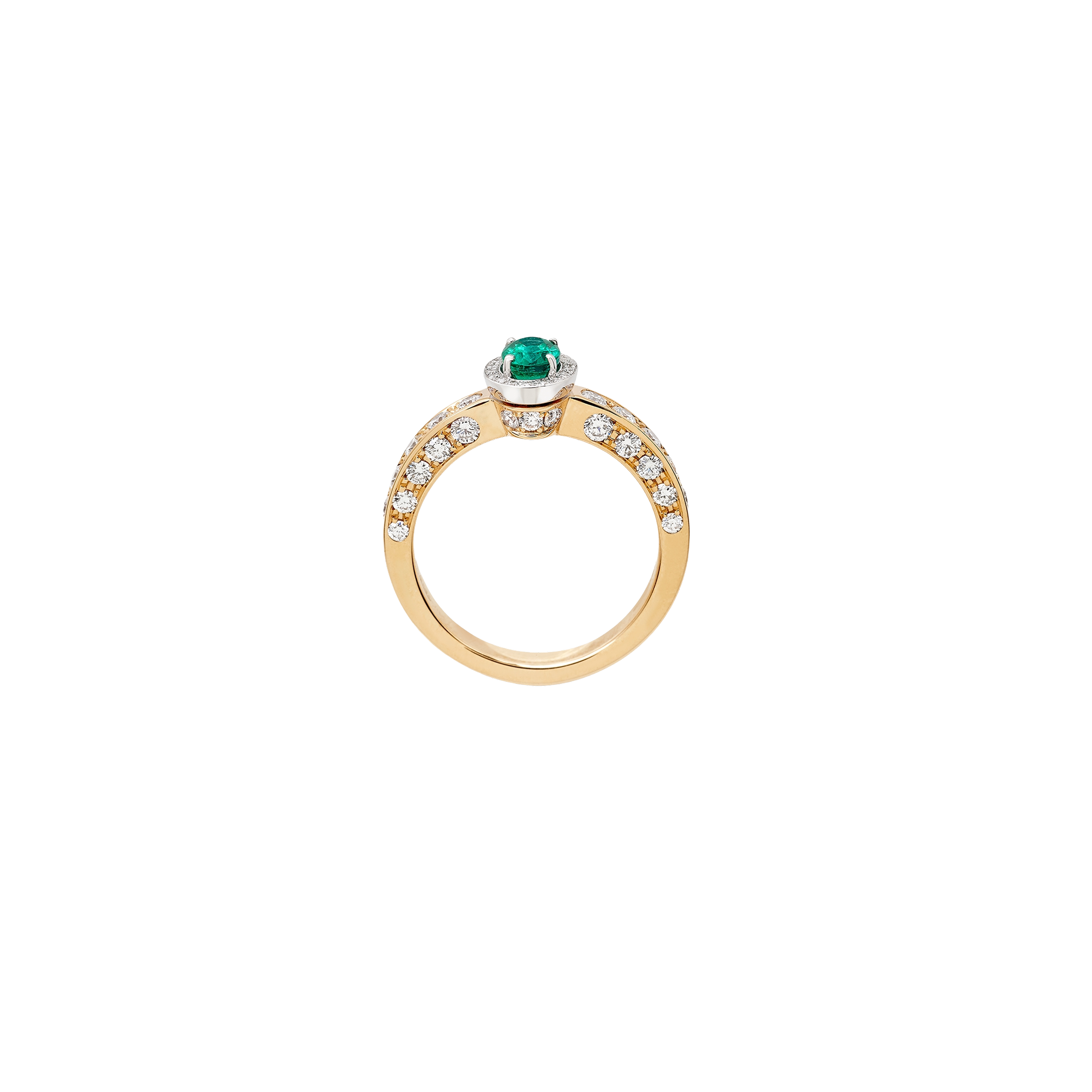 white and pink gold with diamonds and emerald ring