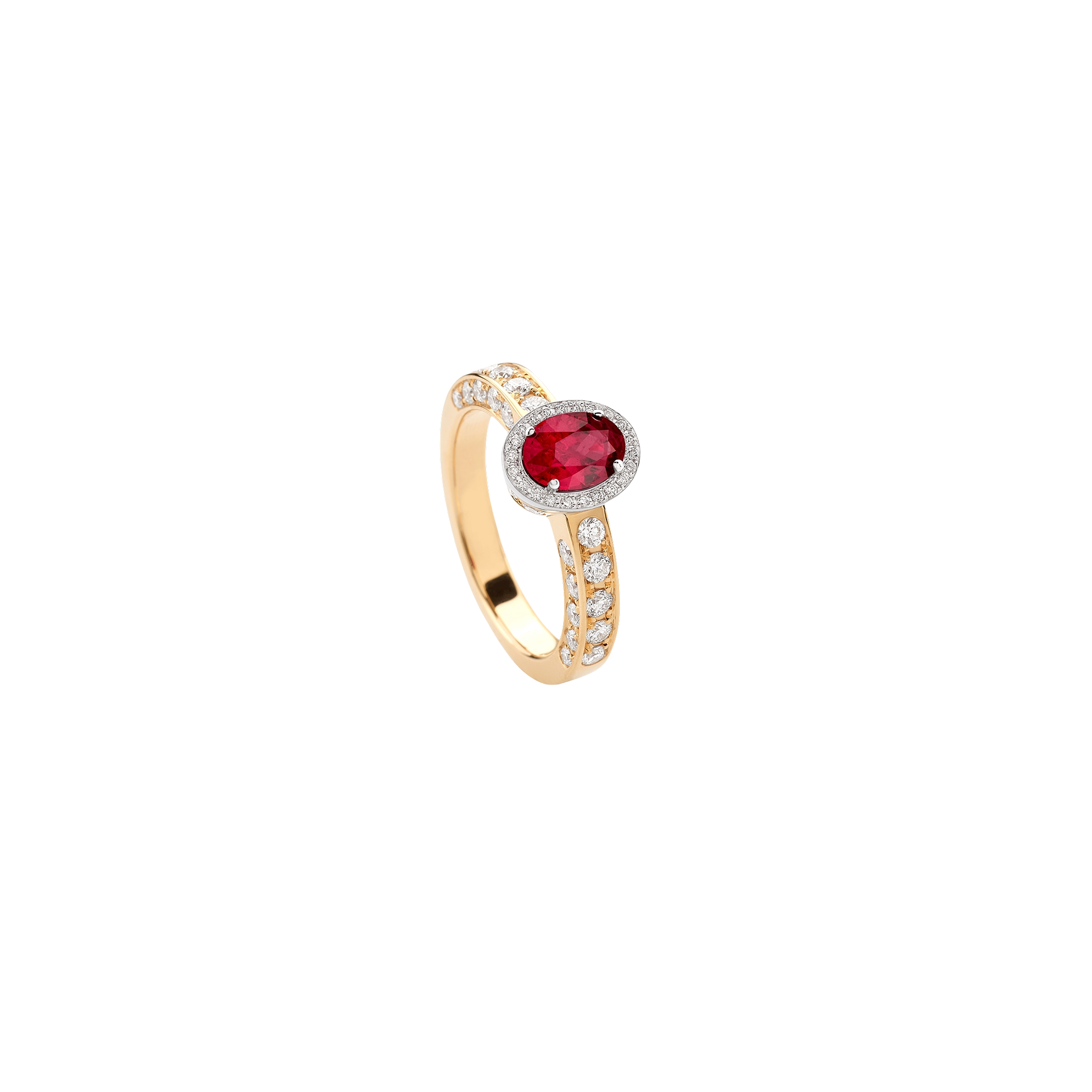 white and pink gold with diamonds and ruby ring