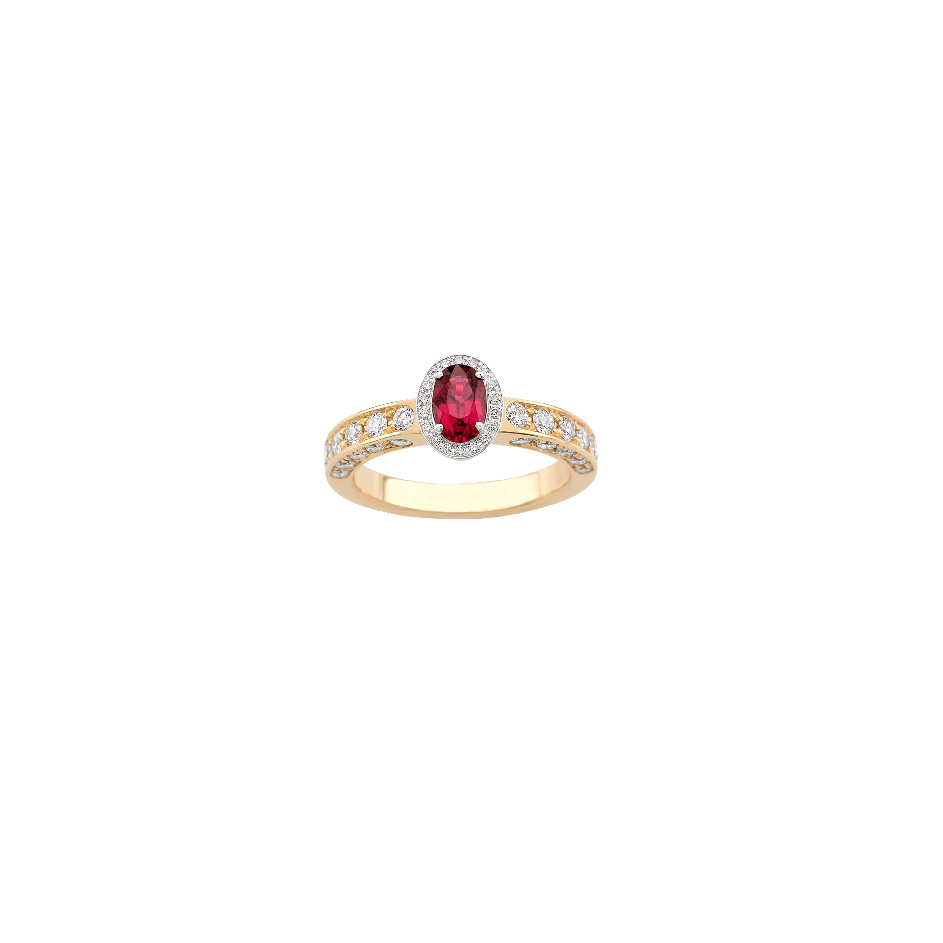 white and pink gold with diamonds and ruby ring