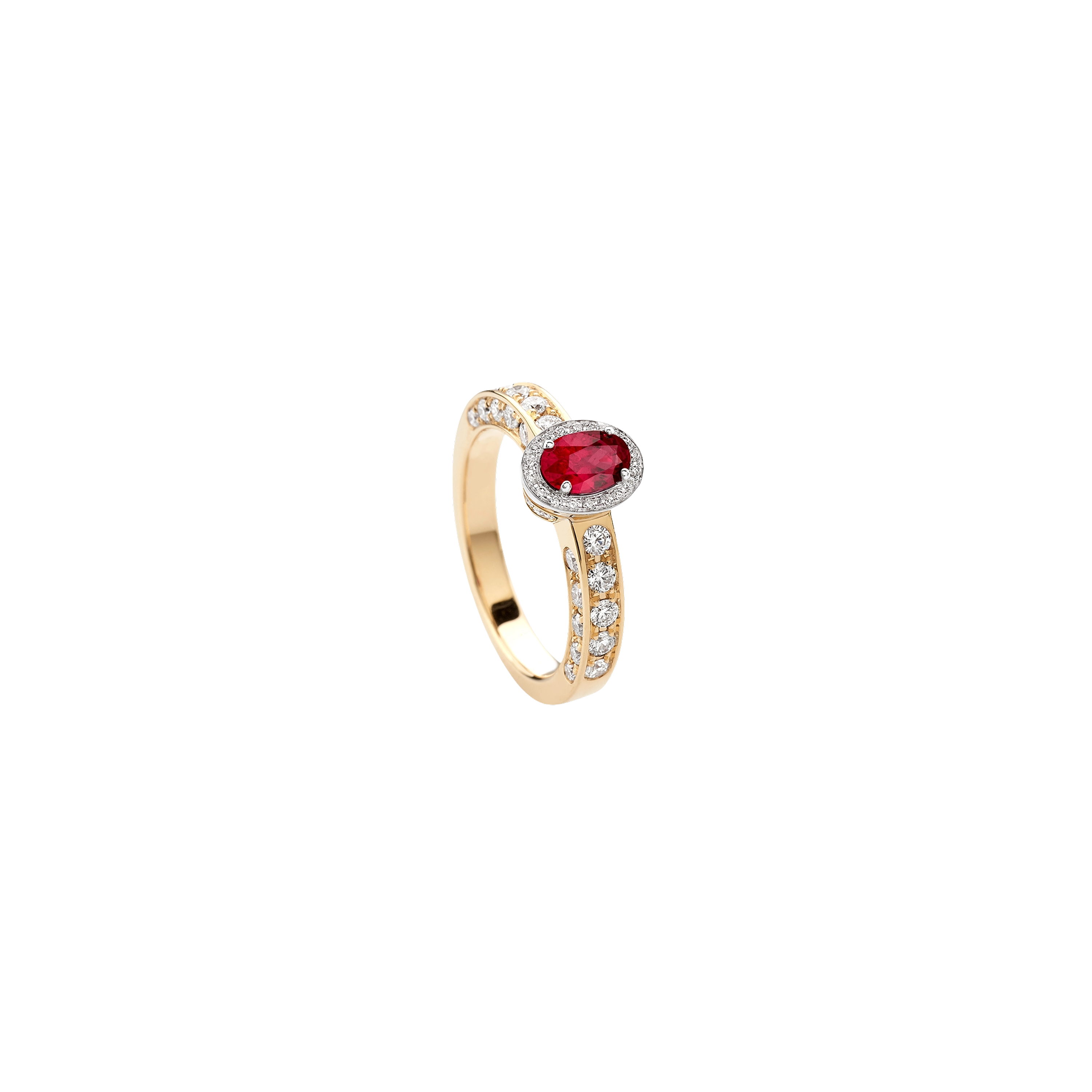 white and pink gold with diamonds and ruby ring