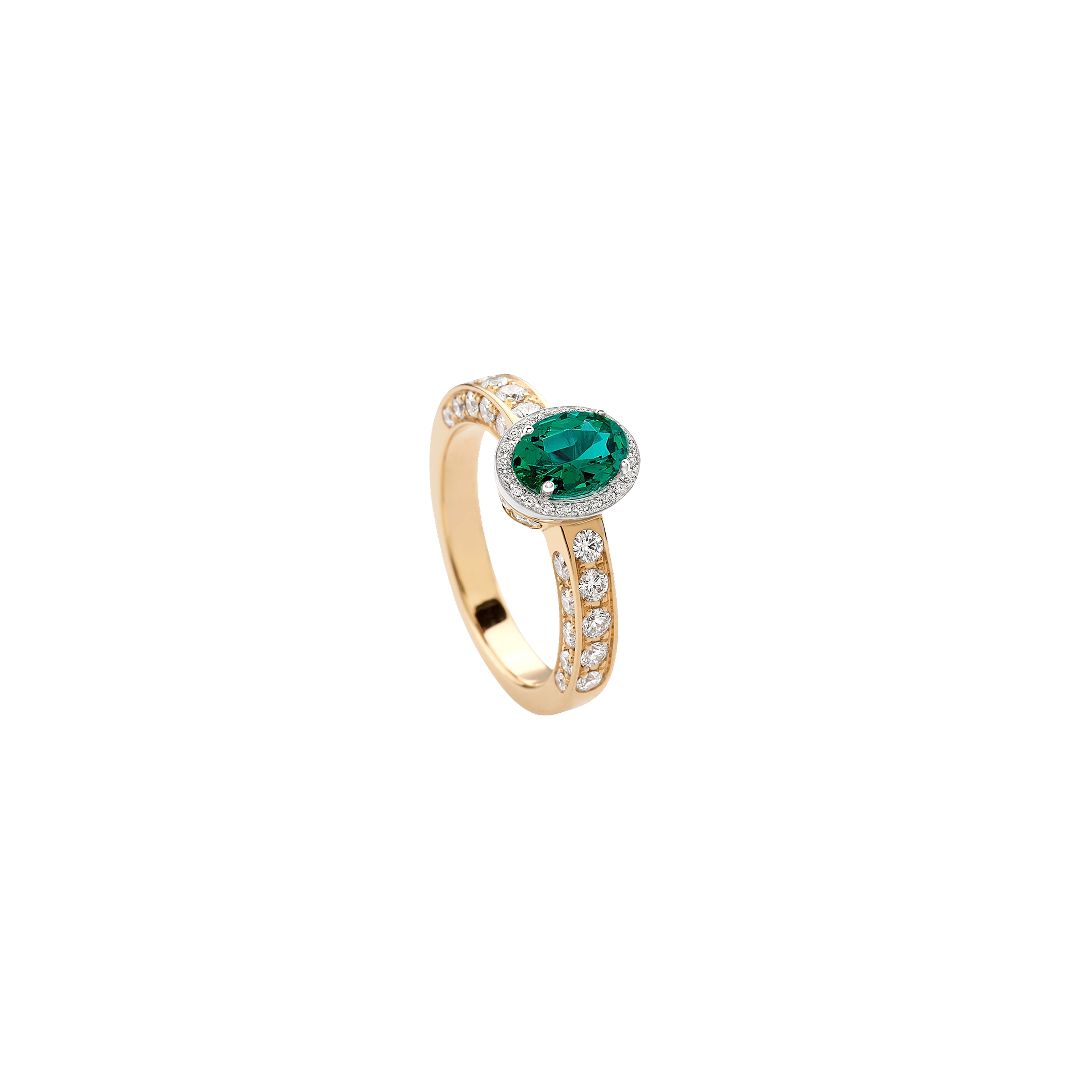 white and pink gold with diamonds and emerald ring